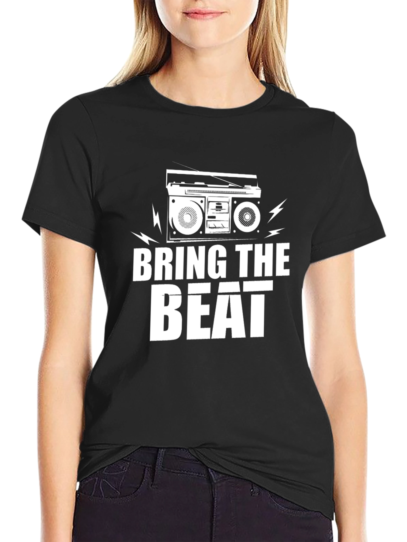 Bring the Beat Retro Boombox Graphic T-Shirt