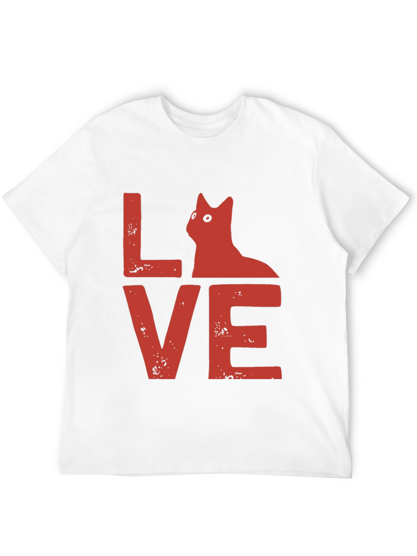 Love Cat Graphic Tee - Soft Black Cotton T-Shirt
