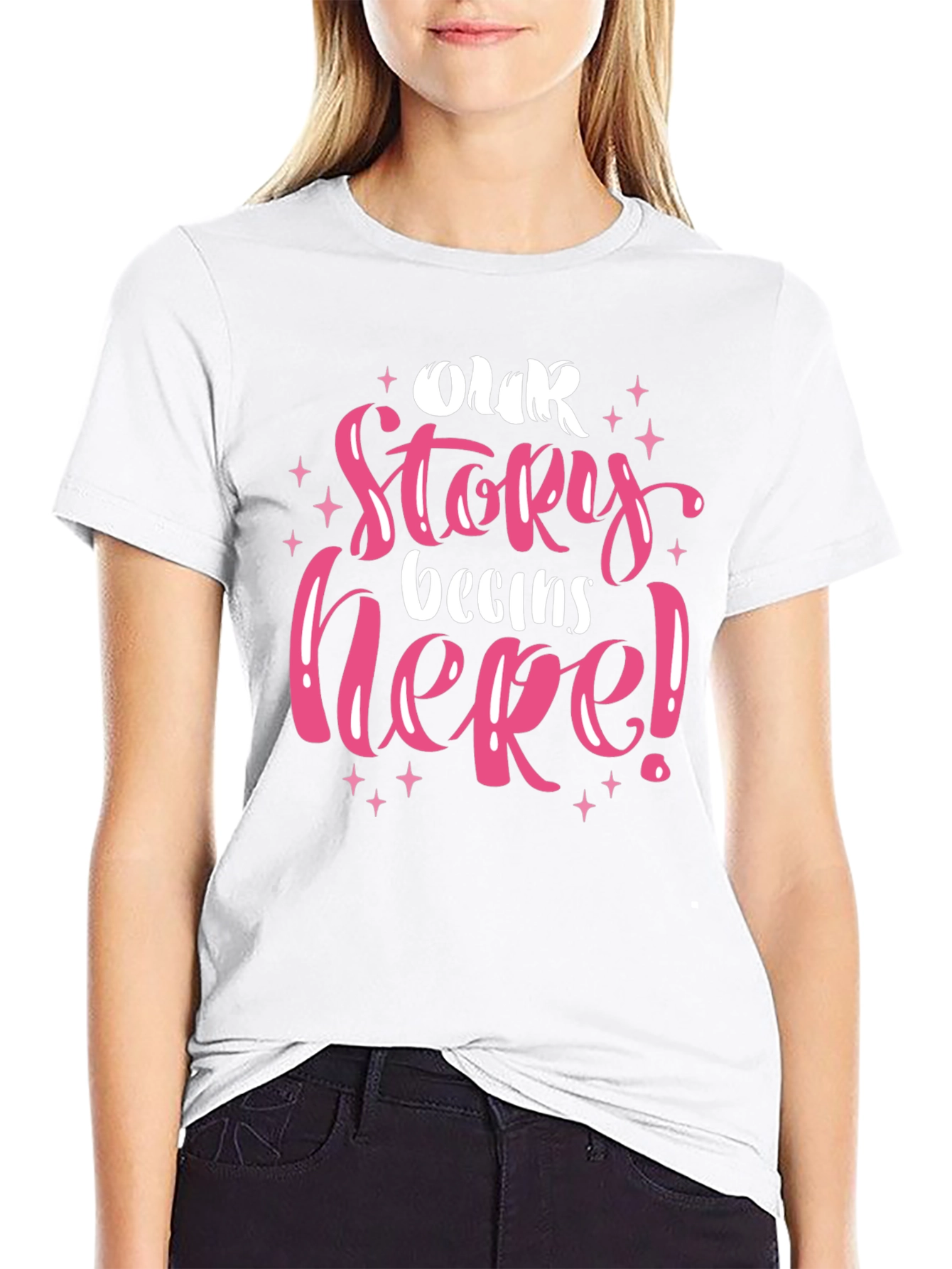 Our Story Begins Here Black Graphic Tee