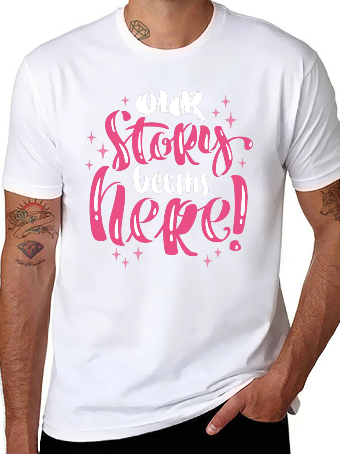 Our Story Begins Here Black Graphic Tee