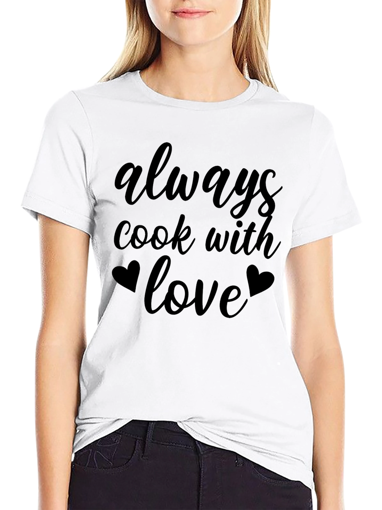 Always Cook With Love Black T-Shirt