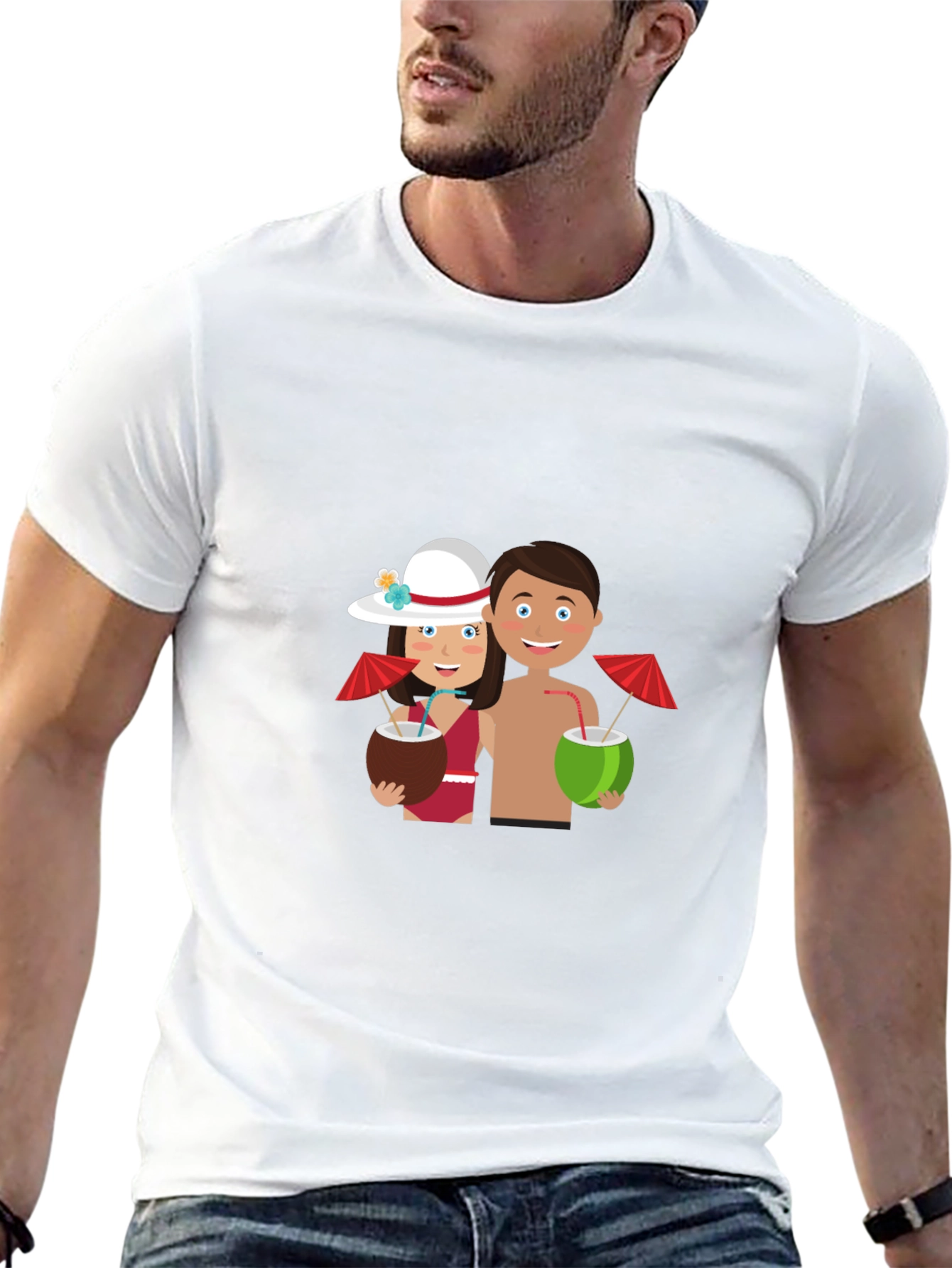 Tropical Getaway Graphic Tee - Black Casual Shirt