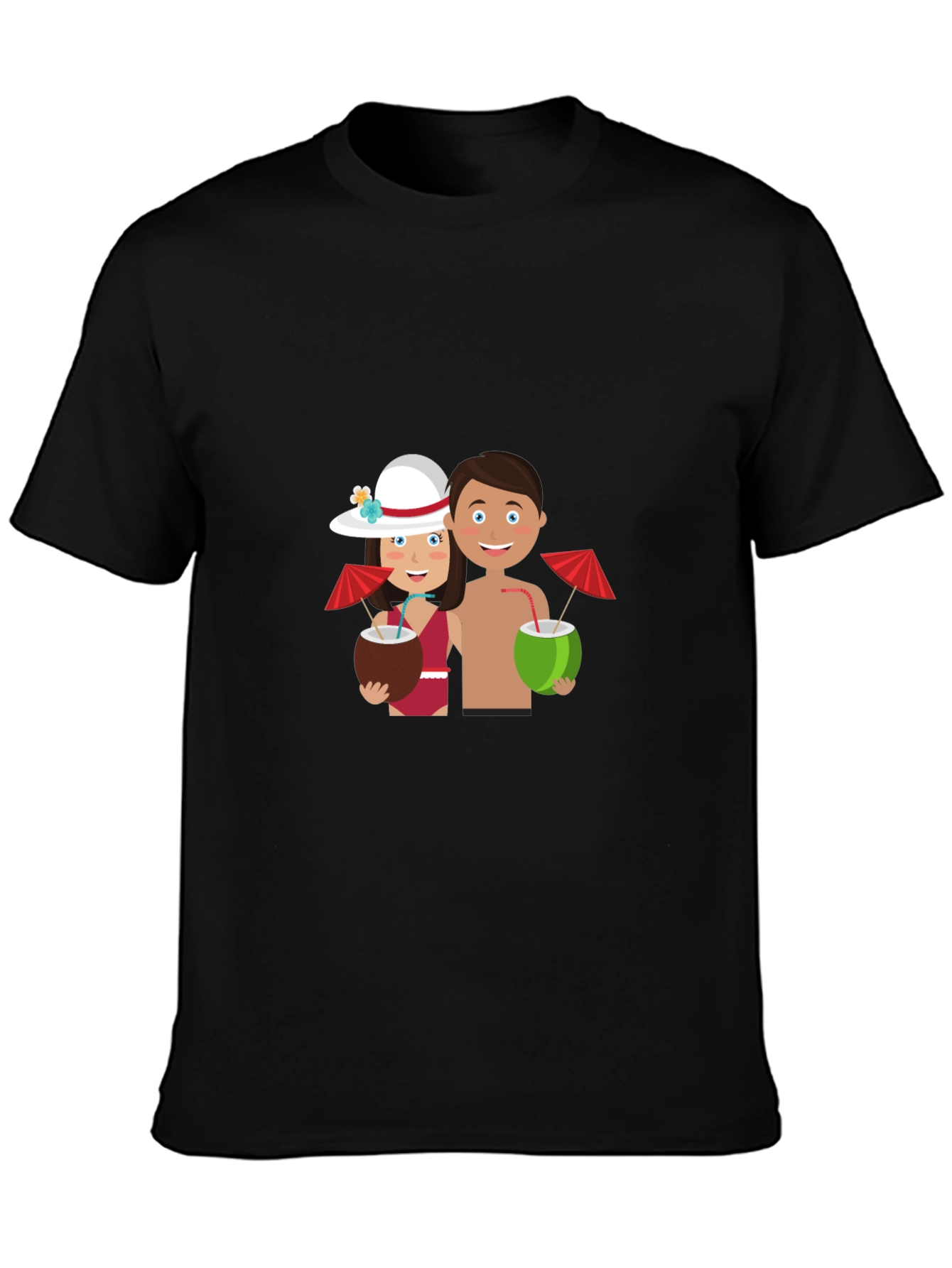 Tropical Getaway Graphic Tee - Black Casual Shirt