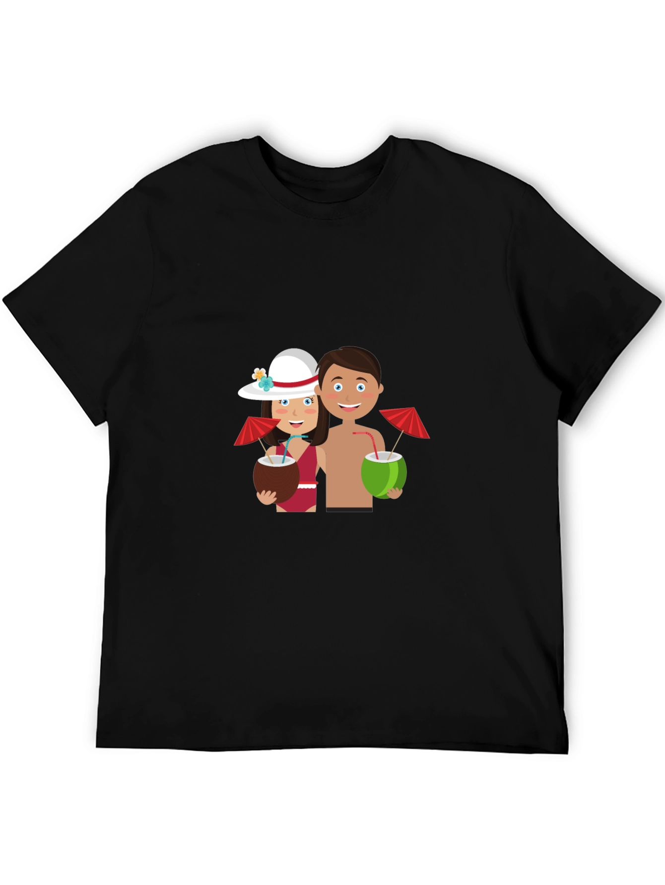 Tropical Getaway Graphic Tee - Black Casual Shirt