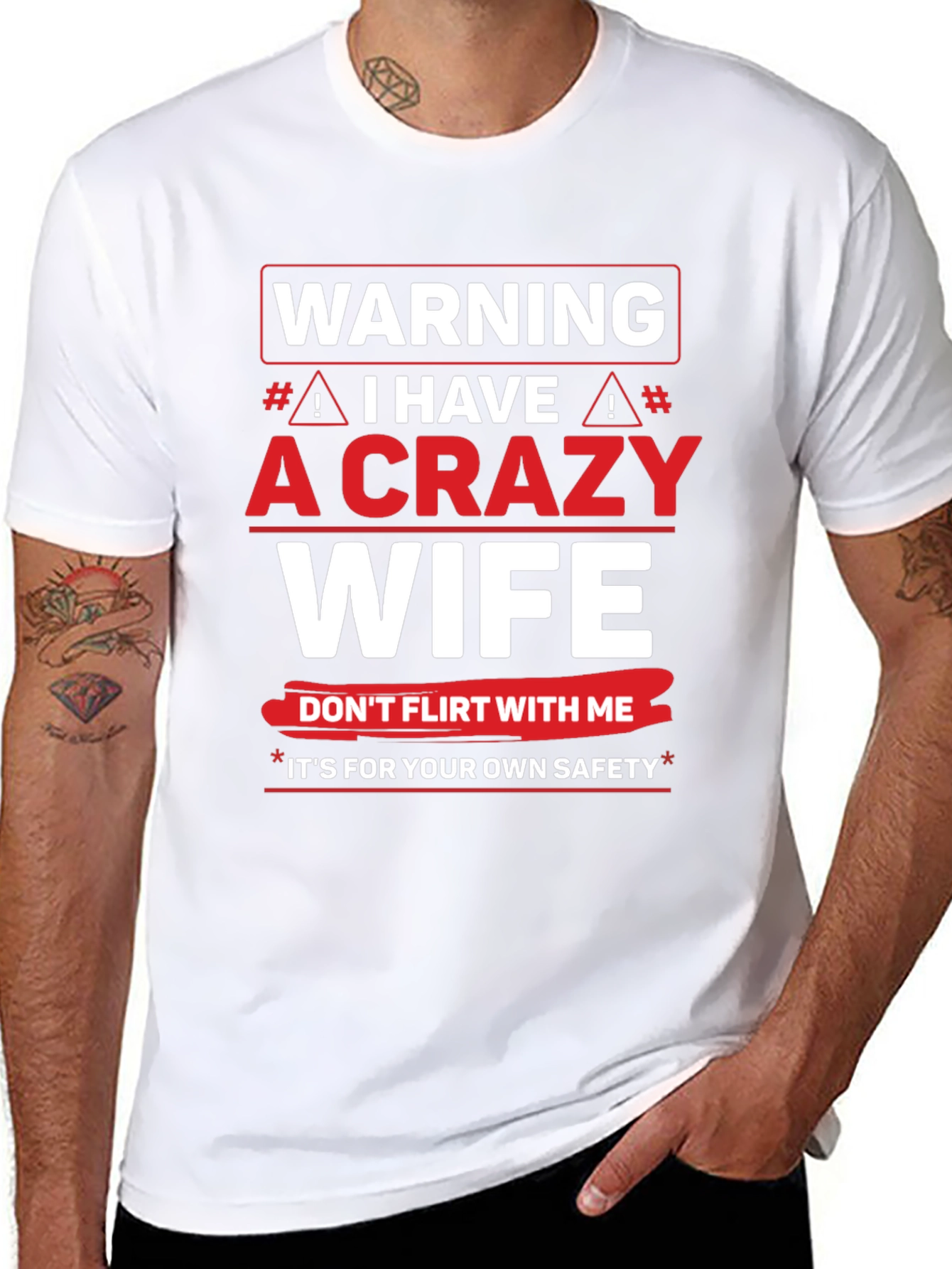 Warning Crazy Wife T-Shirt Novelty Husband Gift