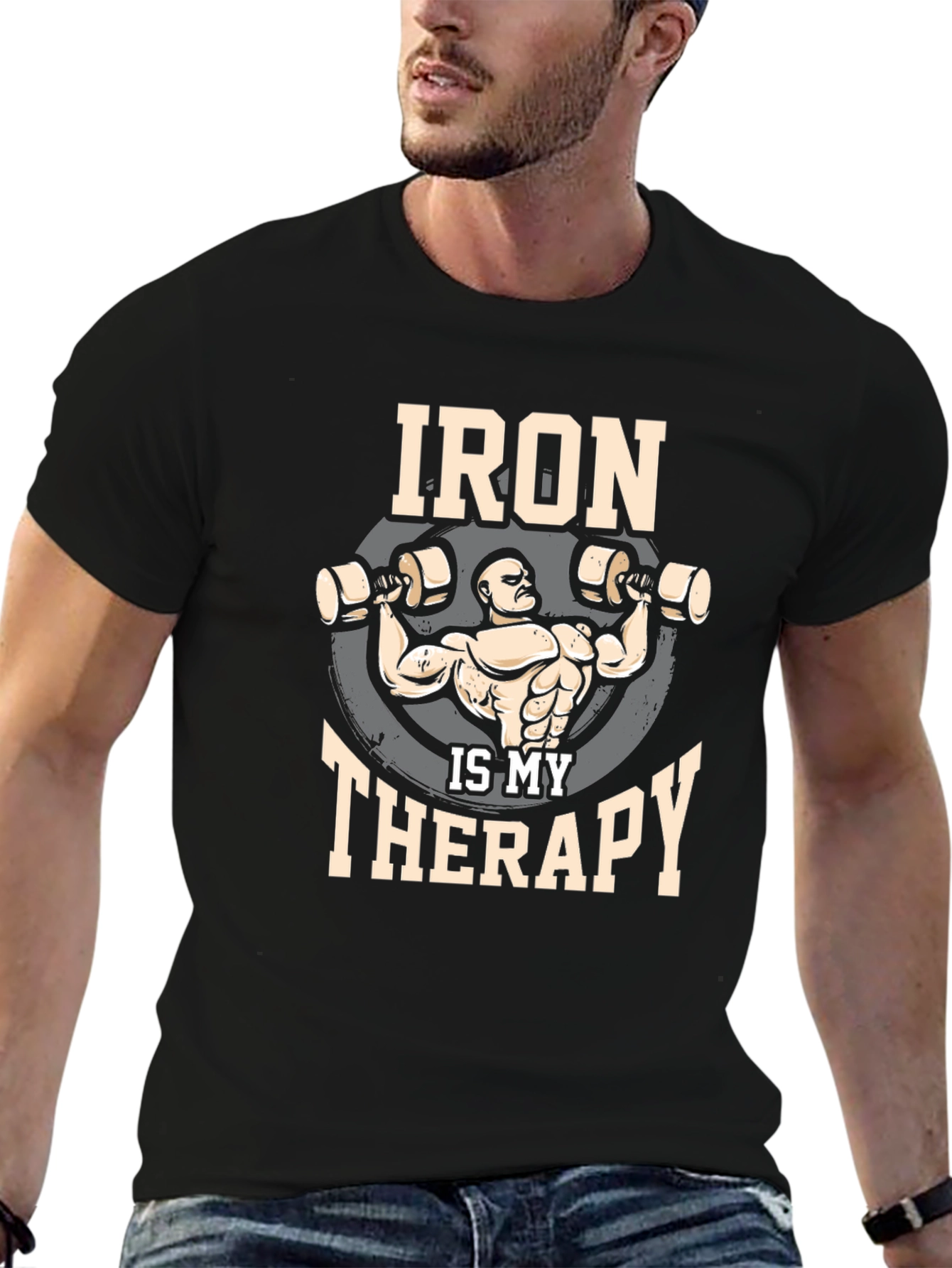 Iron is My Therapy Gym T-Shirt - Black