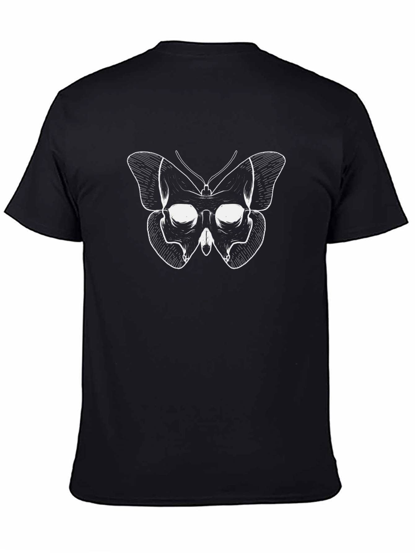 Skull Butterfly Graphic Tee - Black Cotton Blend