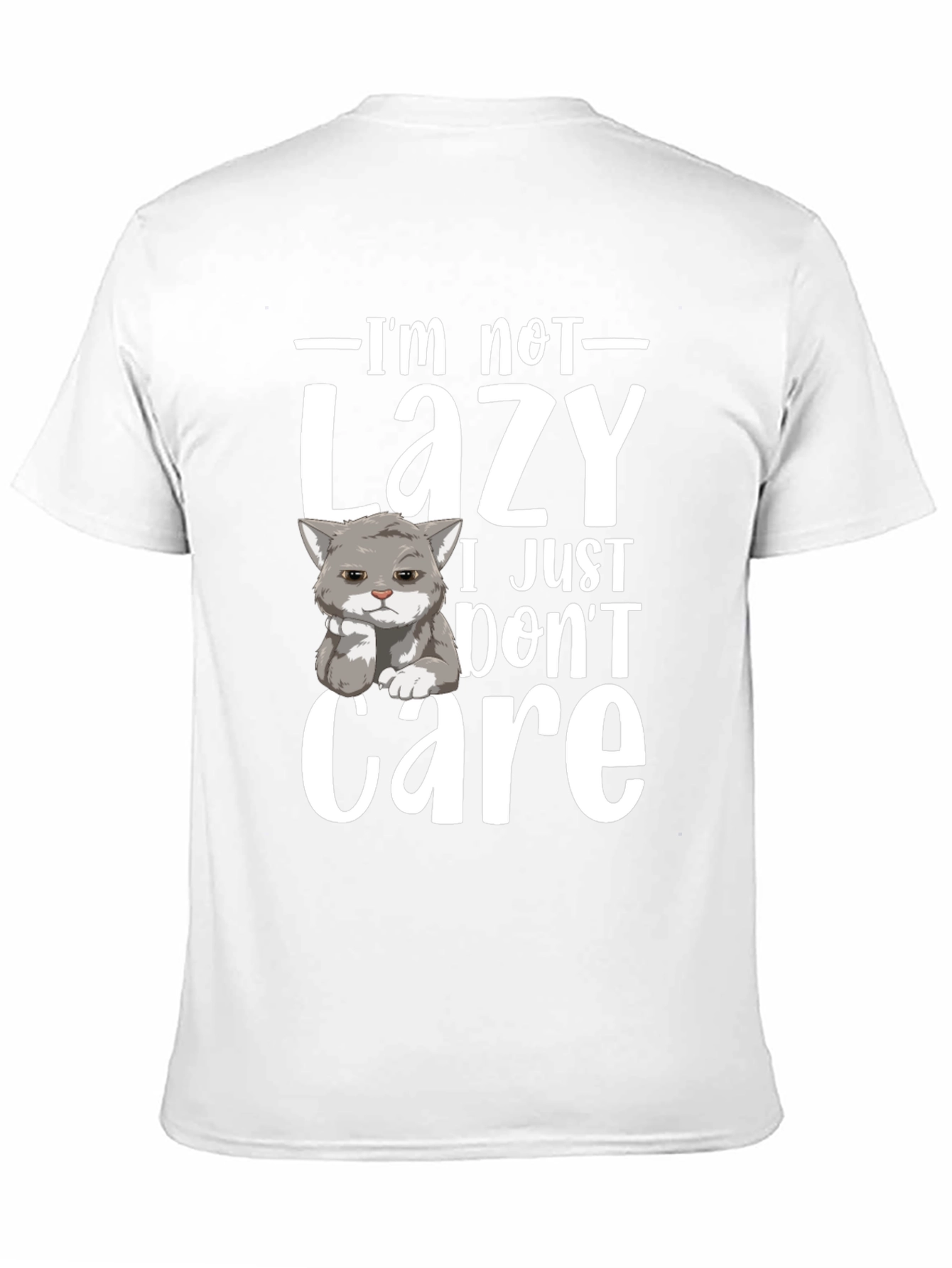 Funny Lazy Cat Graphic T-Shirt - I Dont Care