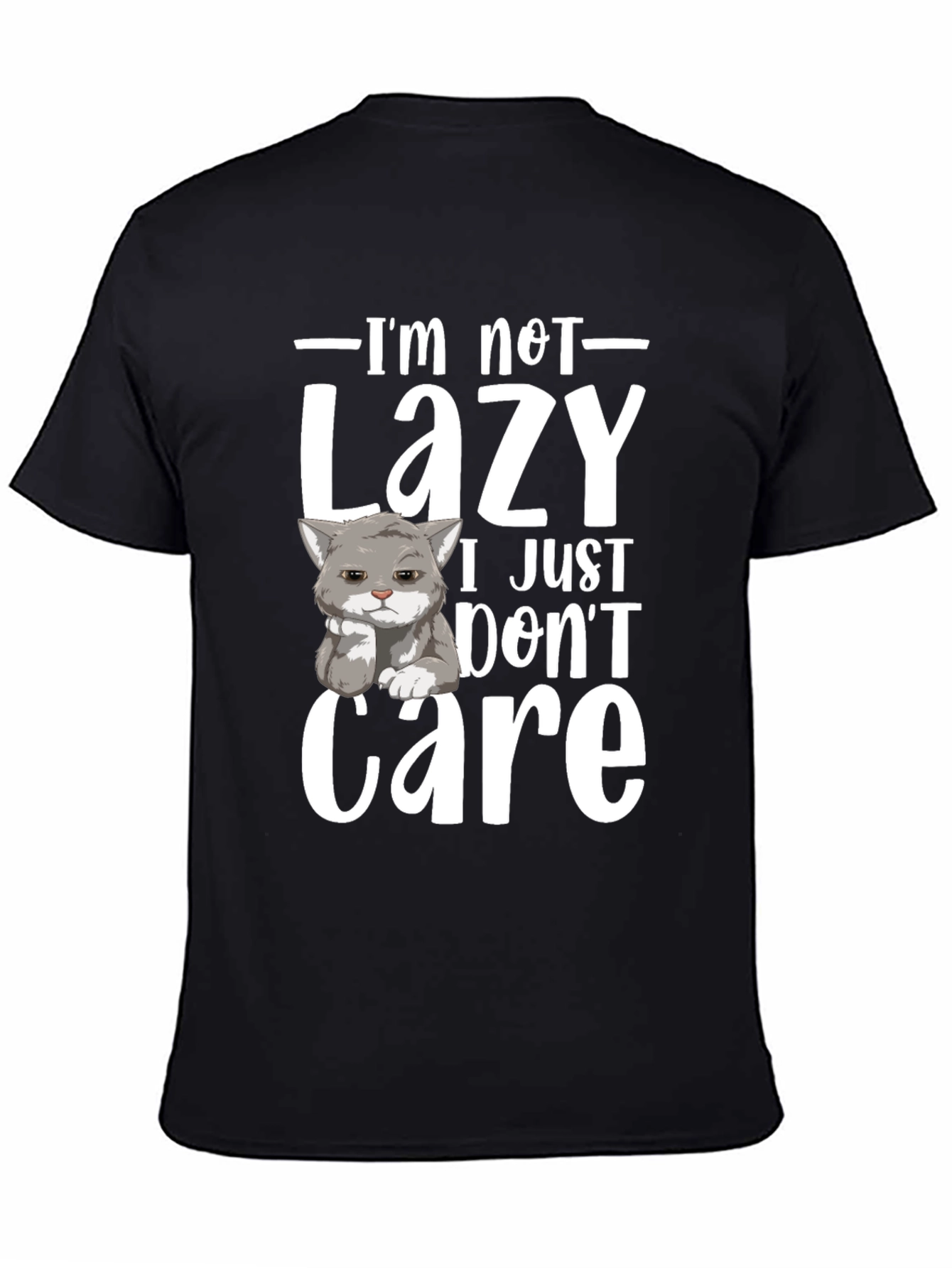 Funny Lazy Cat Graphic T-Shirt - I Dont Care