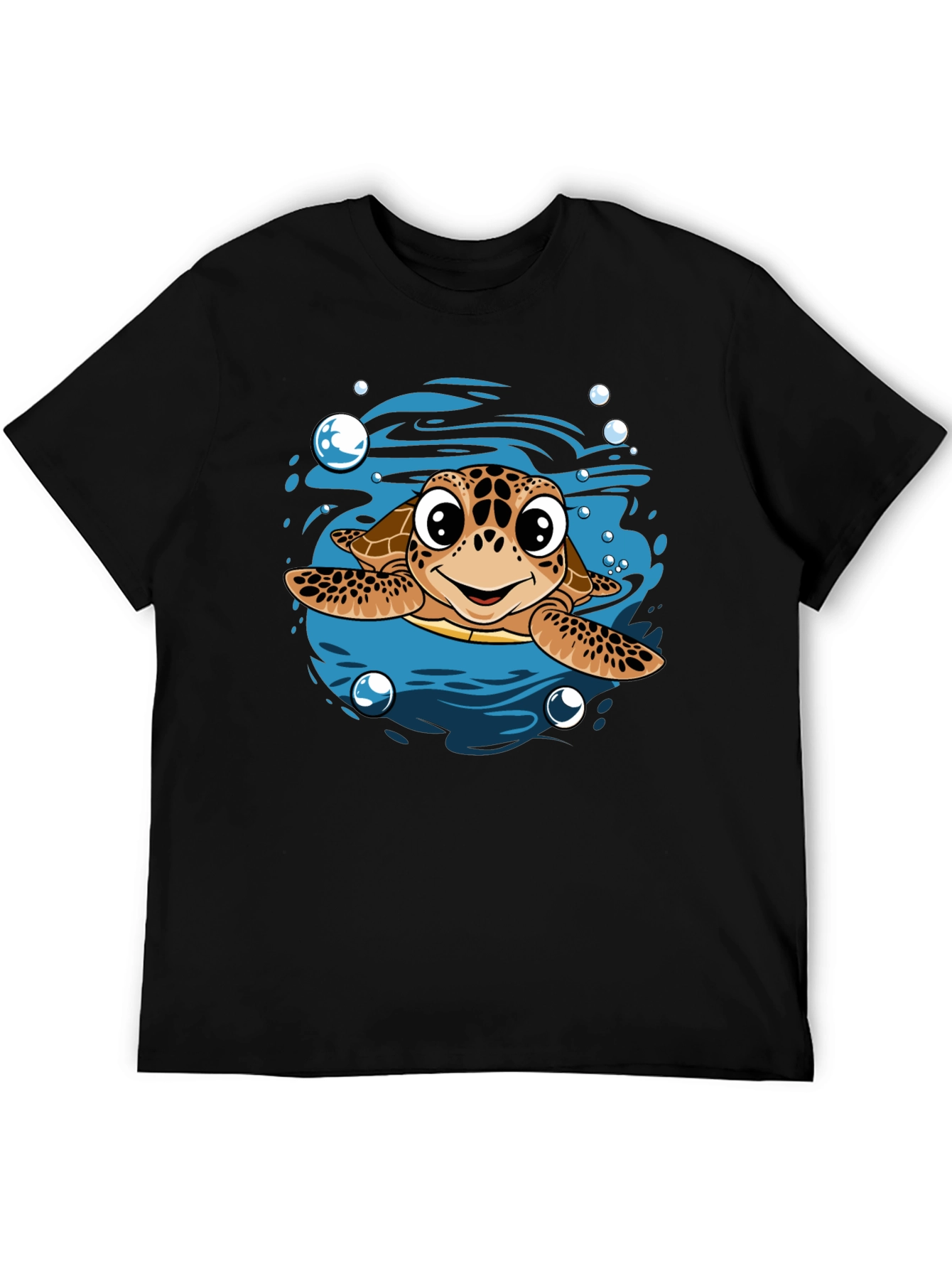 Cartoon Sea Turtle T-Shirt - Mens Black Tee