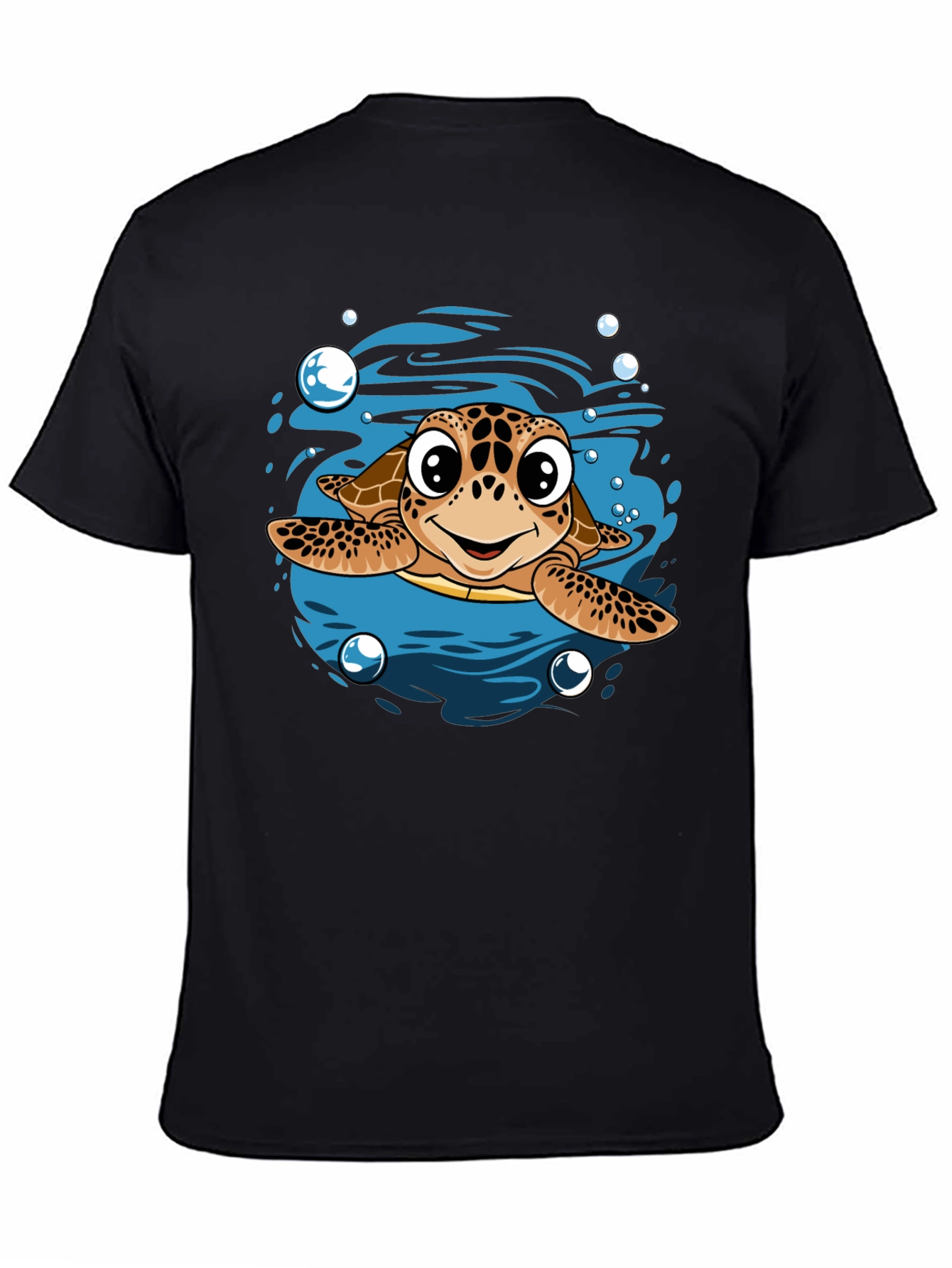 Cartoon Sea Turtle T-Shirt - Mens Black Tee