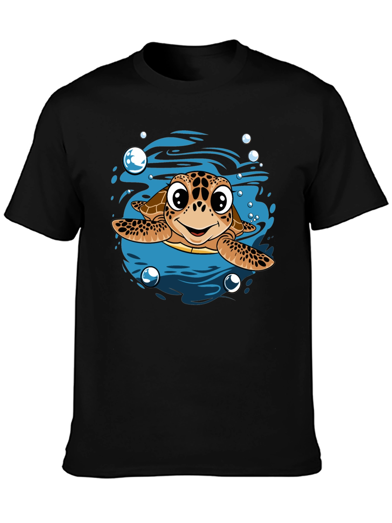 Cartoon Sea Turtle T-Shirt - Mens Black Tee