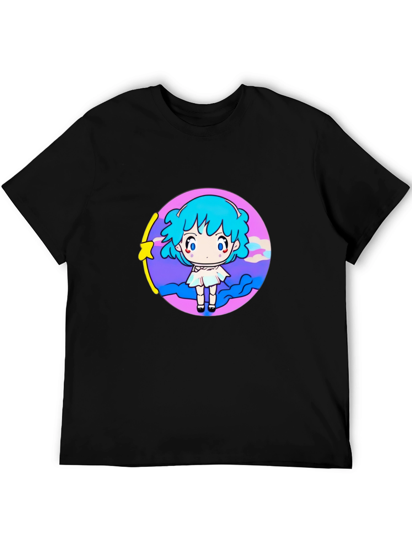 Anime Girl Graphic Tee - Black T-Shirt