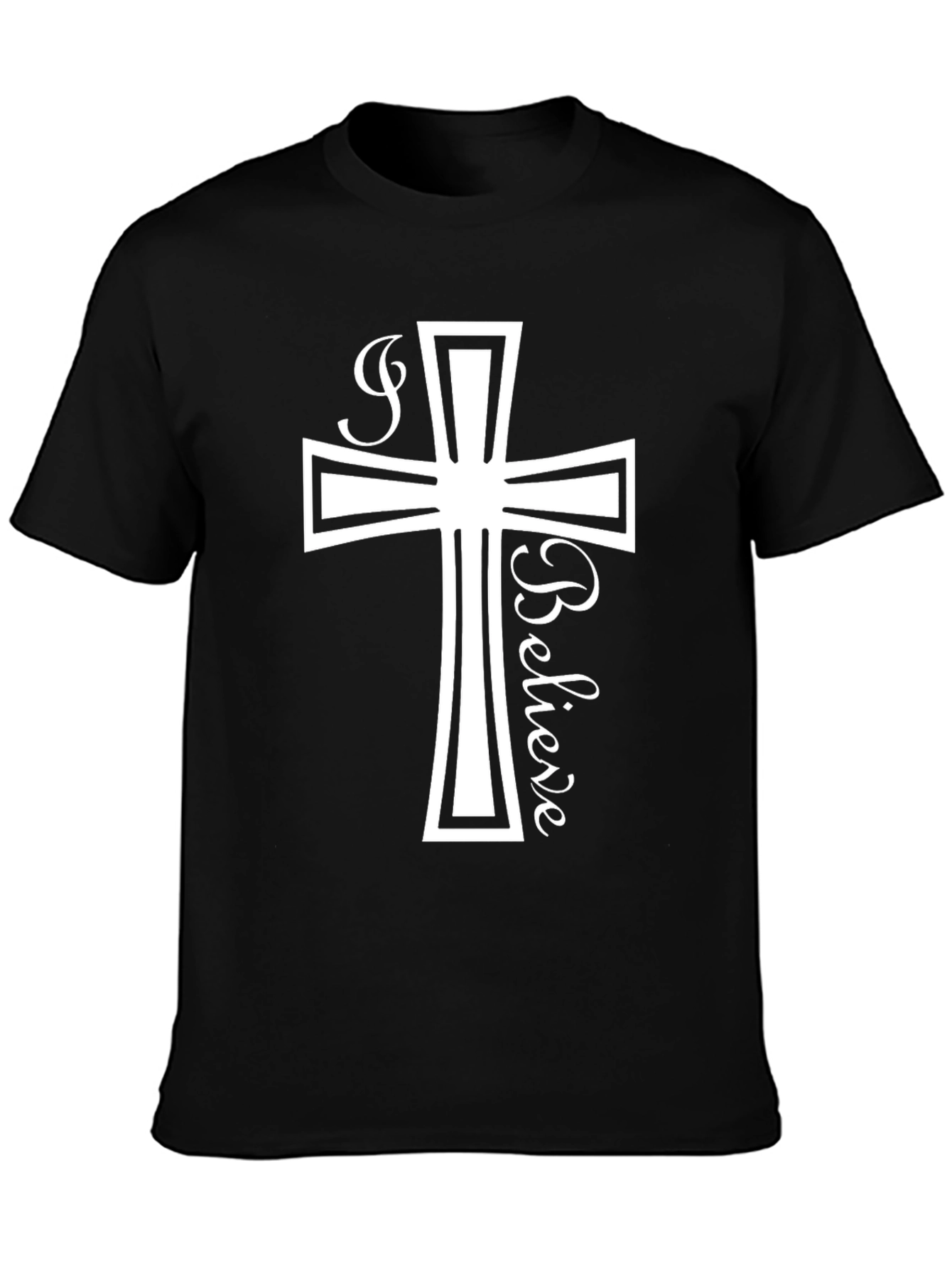 I Believe Christian Cross Black T-Shirt