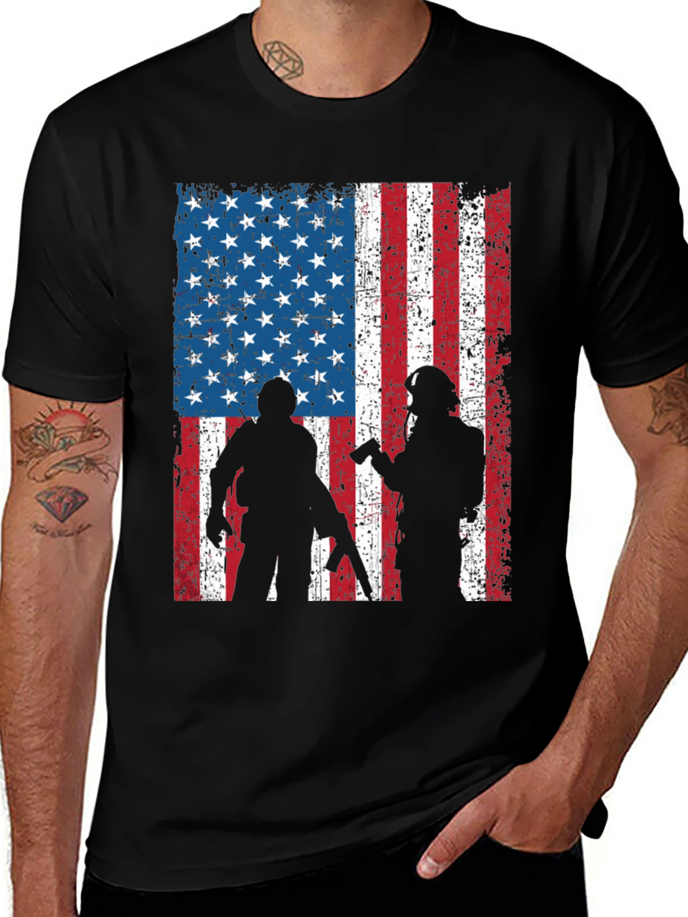 American Flag Soldier Graphic Tee