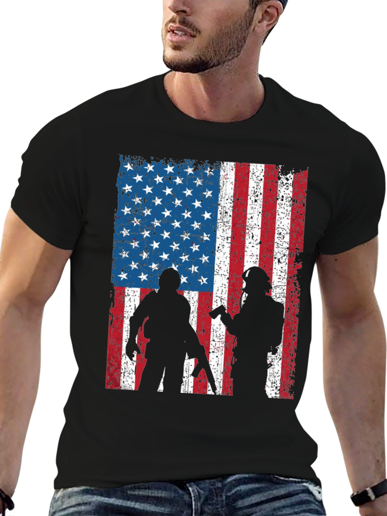 American Flag Soldier Graphic Tee