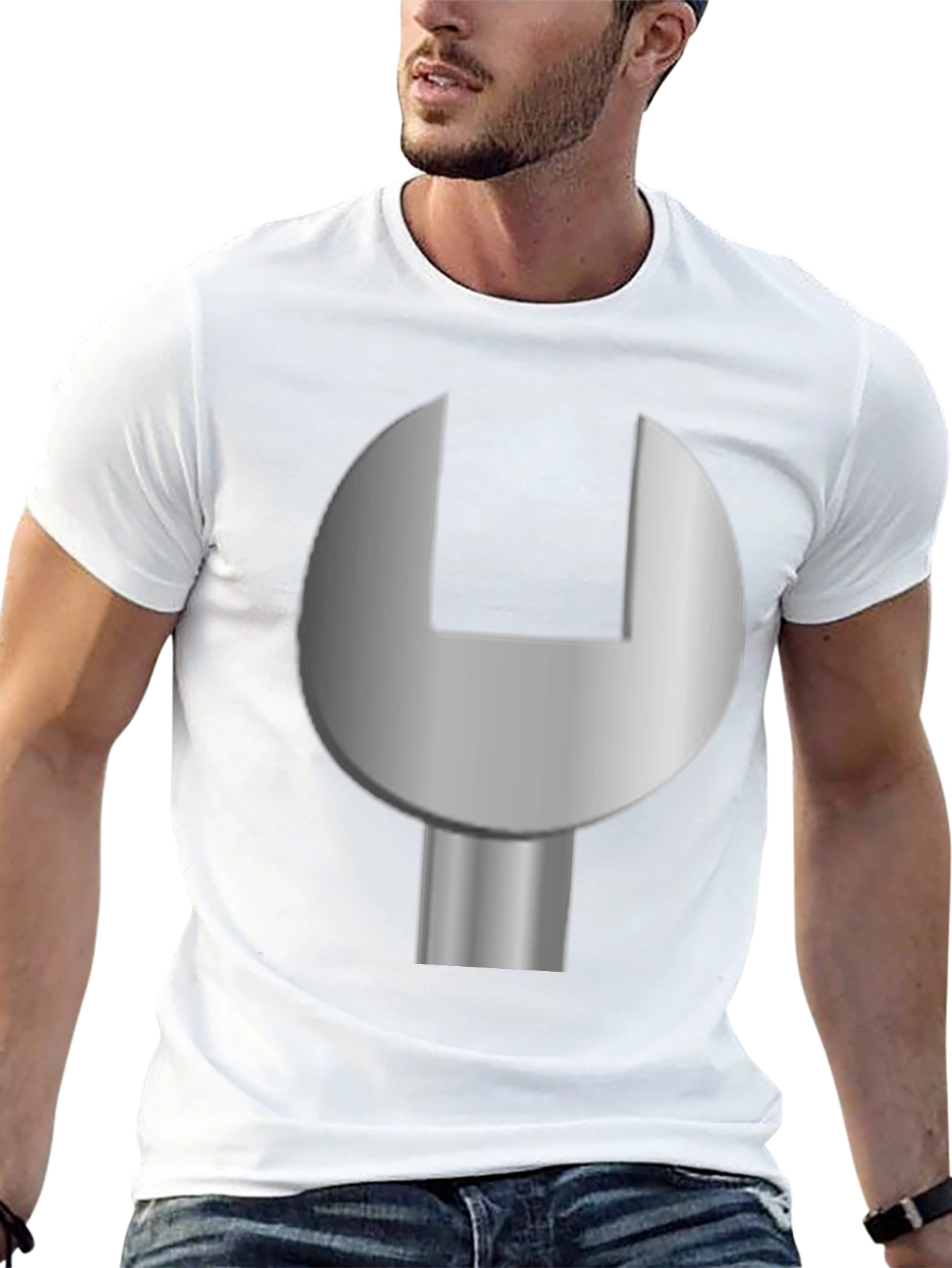 Mechanic Wrench Graphic T-Shirt - Black Cotton Tee