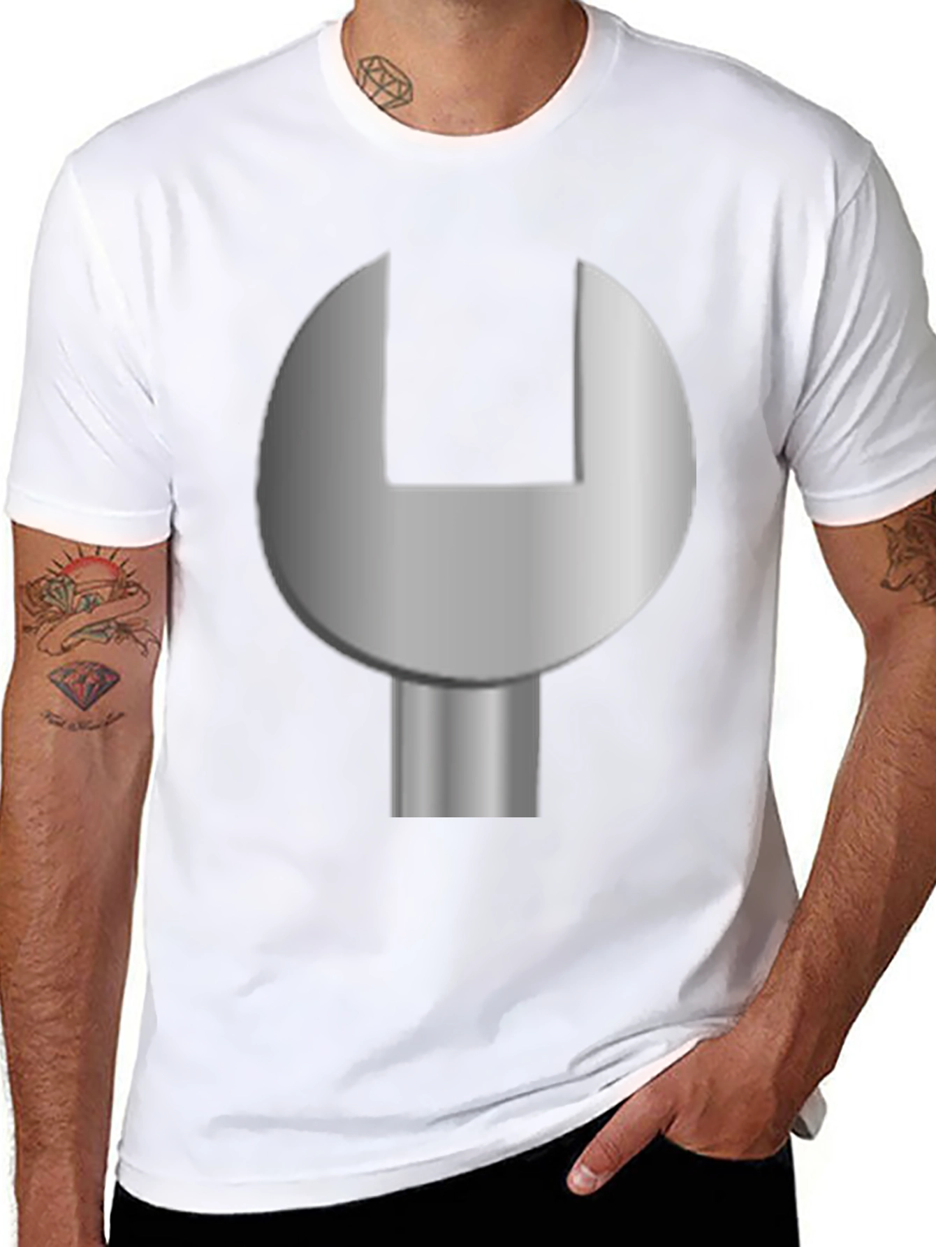 Mechanic Wrench Graphic T-Shirt - Black Cotton Tee