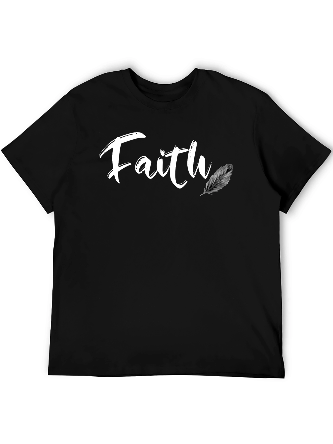 Faith Feather Graphic Black T-Shirt