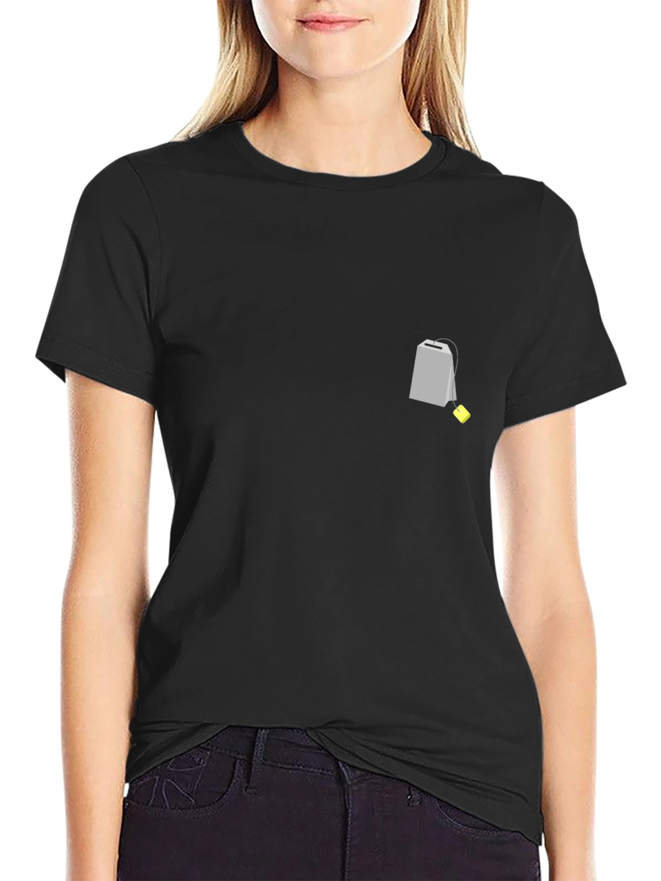 Mens Black Graphic Tee - Teabag Design