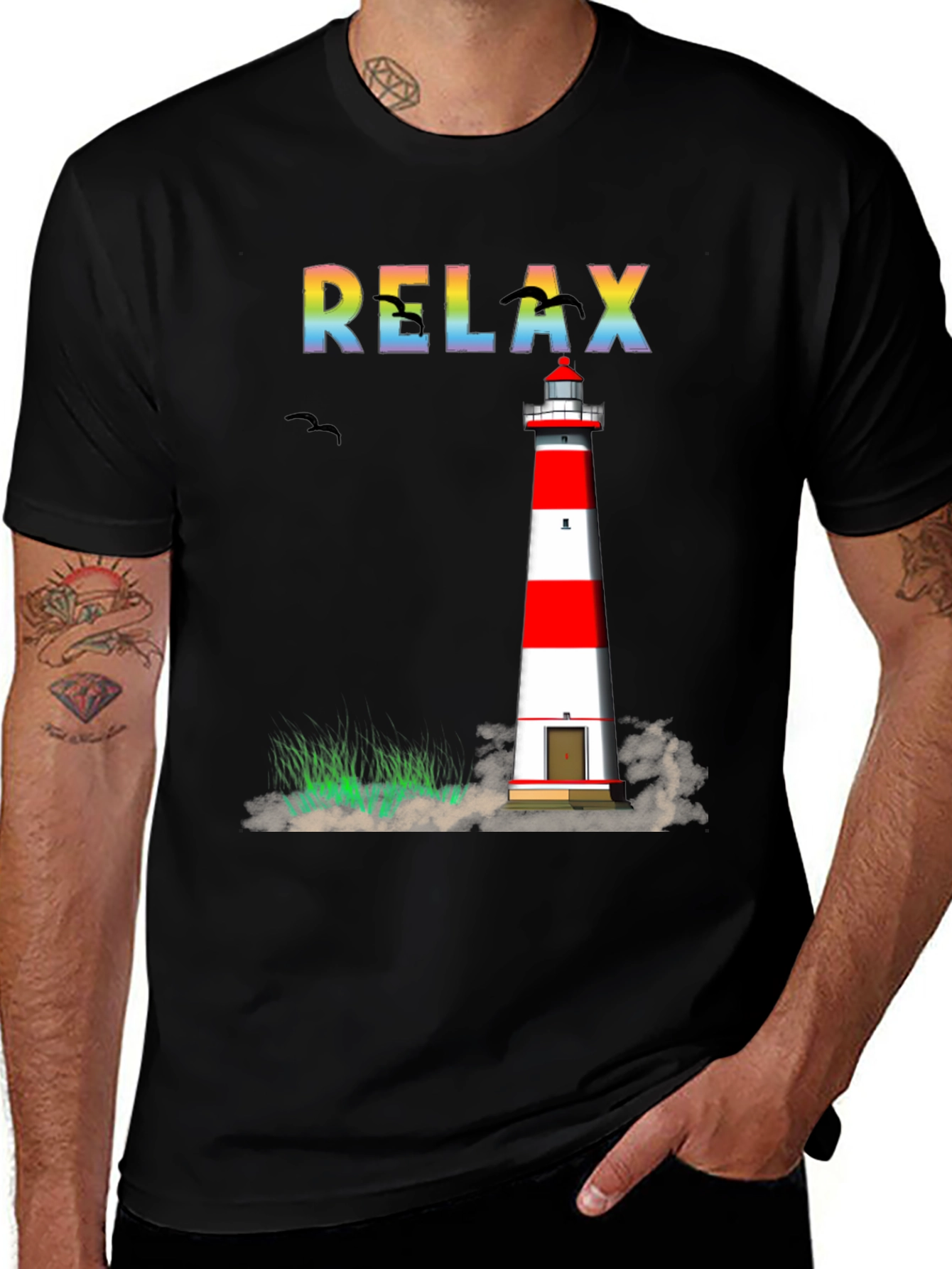 Relax Lighthouse Graphic T-Shirt - Coastal Style