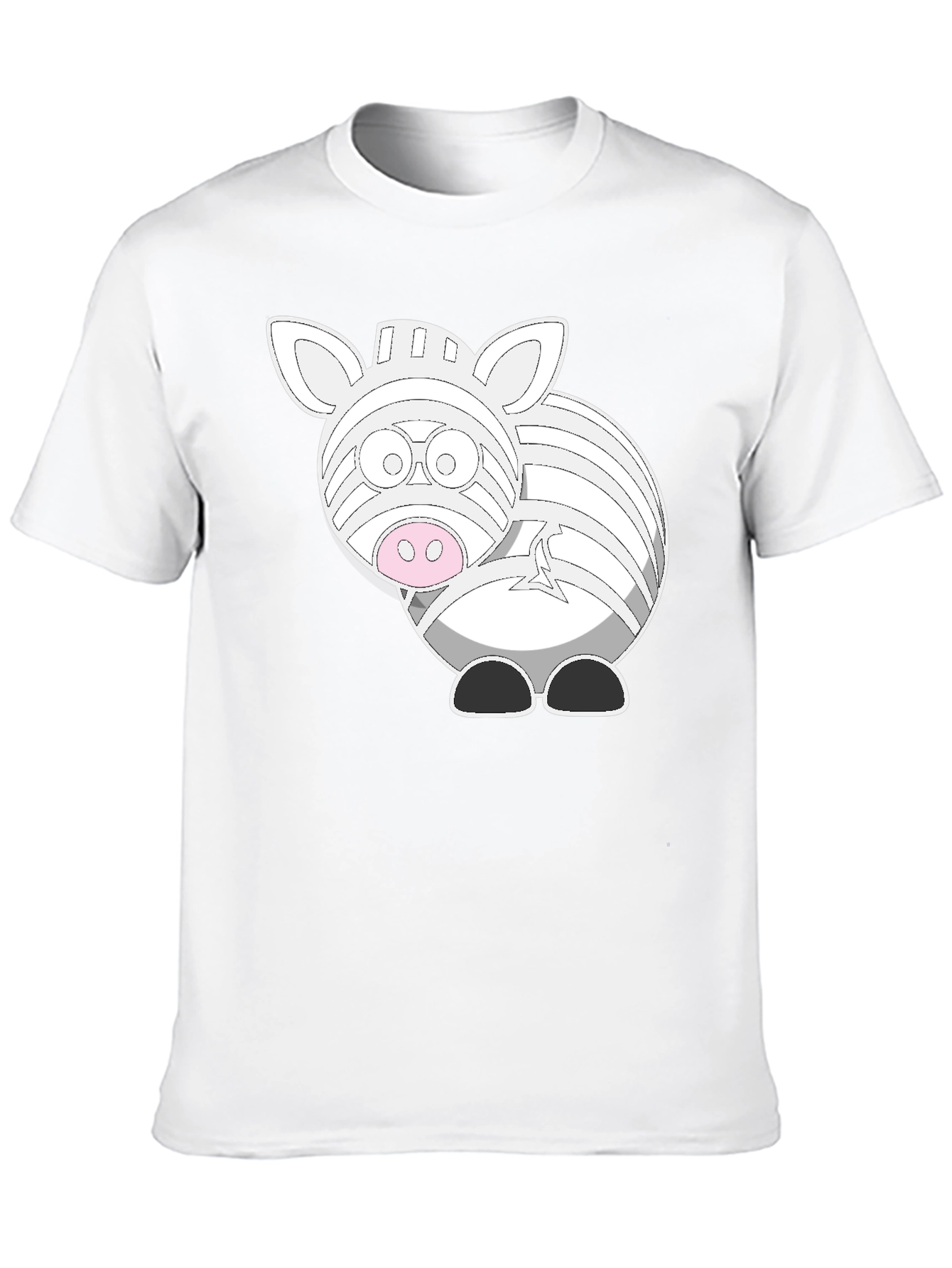 Zebra Cartoon Graphic T-Shirt - Black