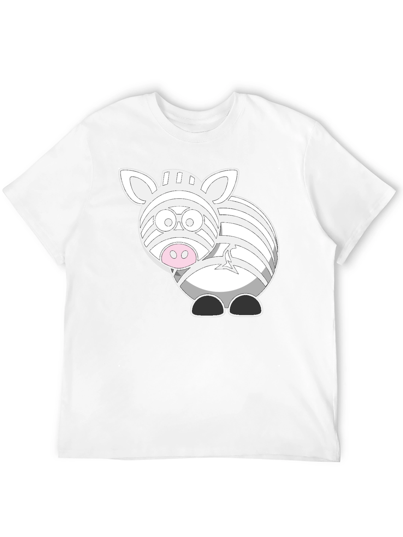 Zebra Cartoon Graphic T-Shirt - Black