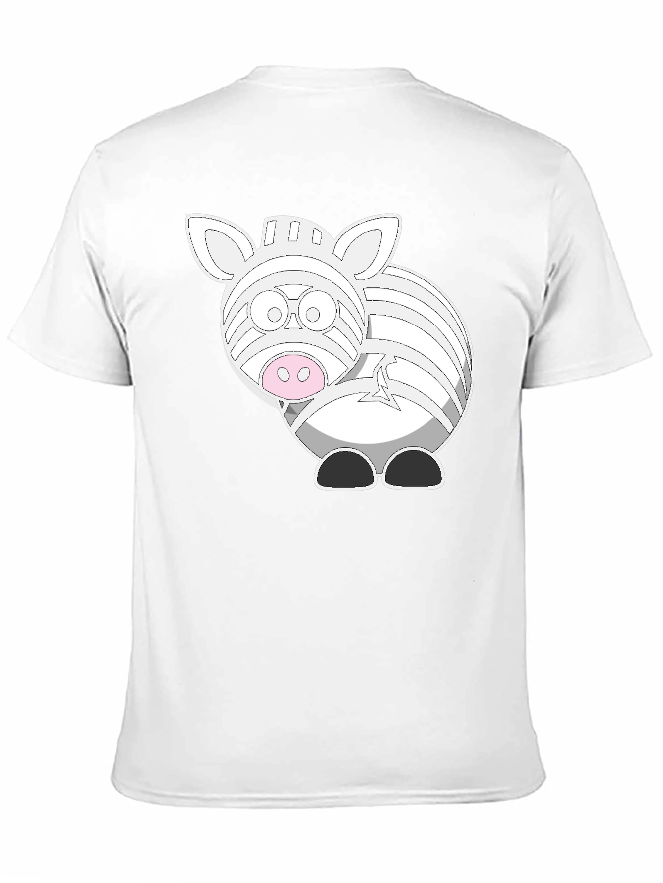 Zebra Cartoon Graphic T-Shirt - Black