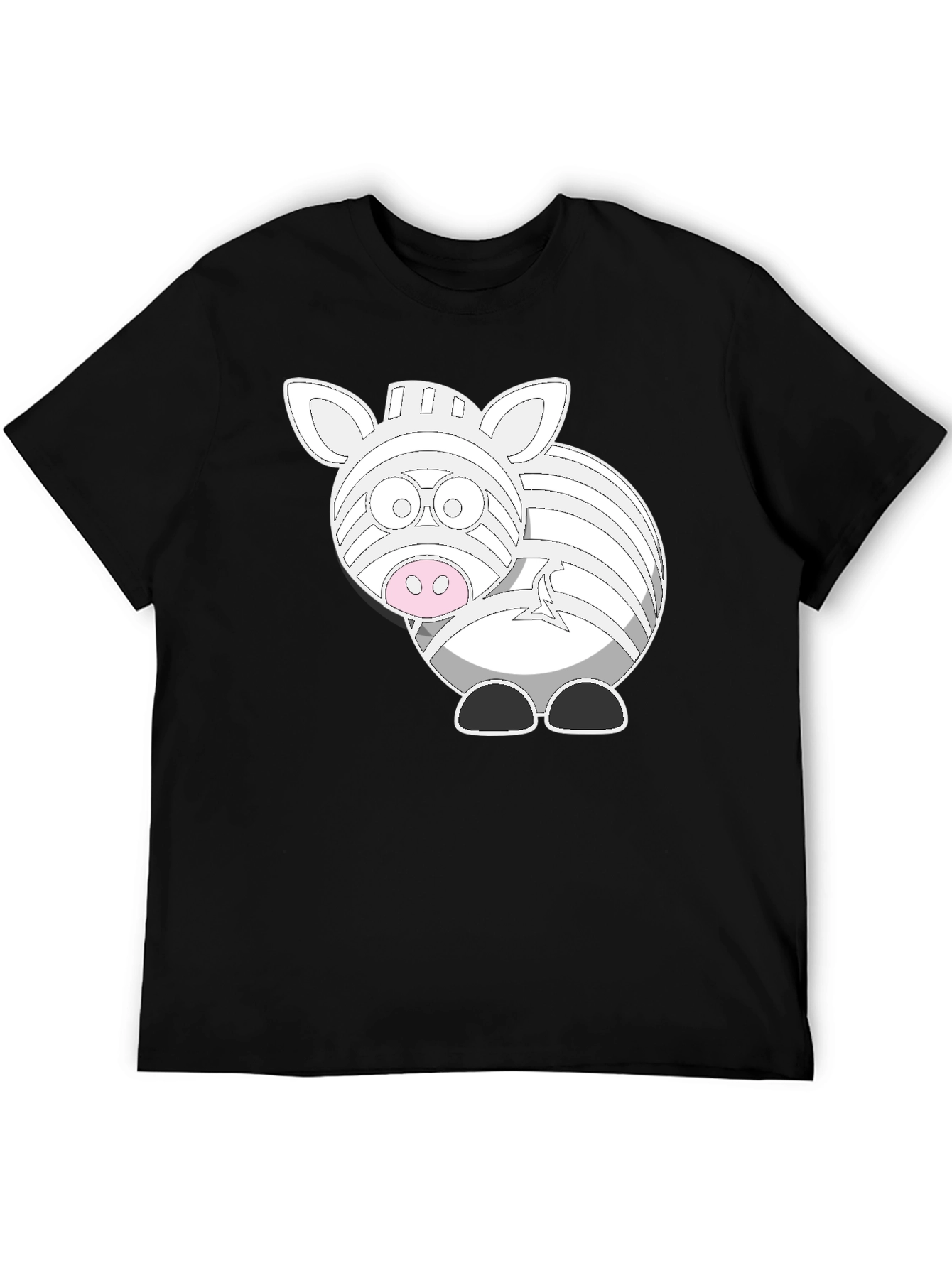 Zebra Cartoon Graphic T-Shirt - Black
