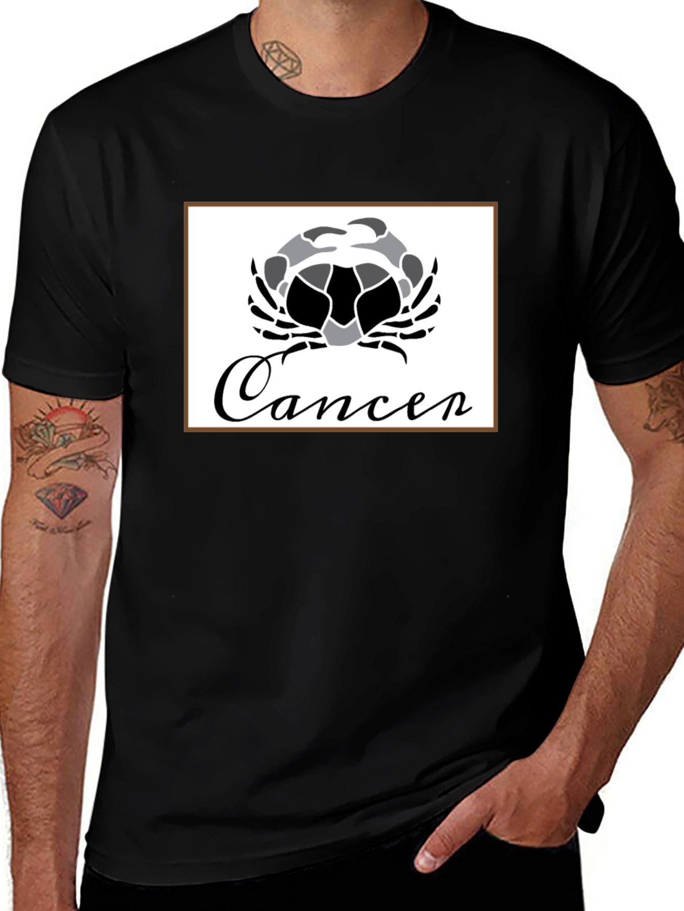 Cancer Zodiac T-Shirt - Black Cotton Graphic Tee