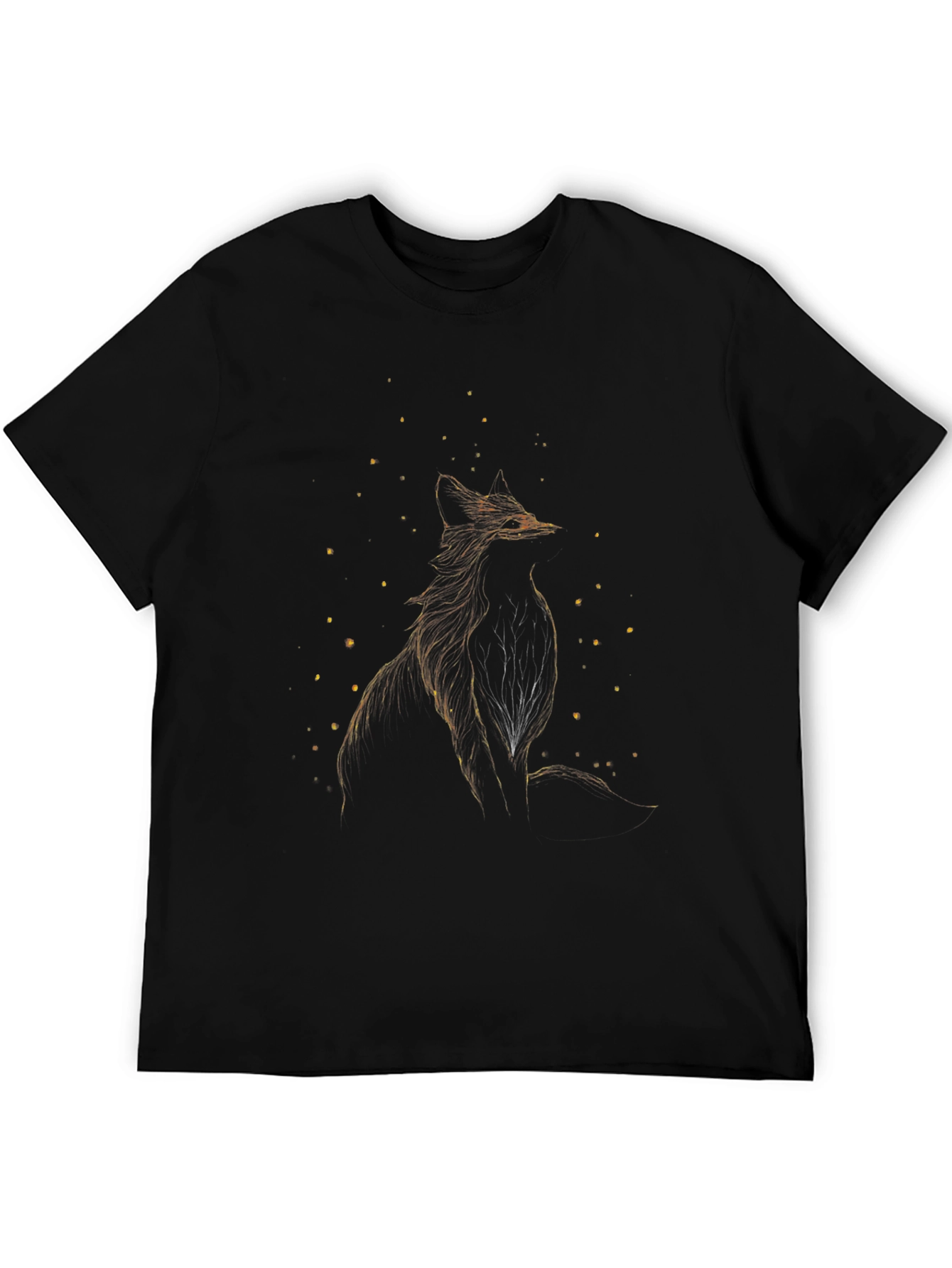 Fox Silhouette Graphic Print Black T-Shirt