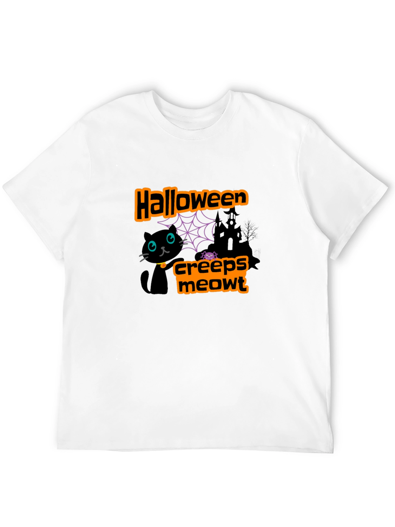 Halloween Creeps Meowt Black Graphic T-Shirt