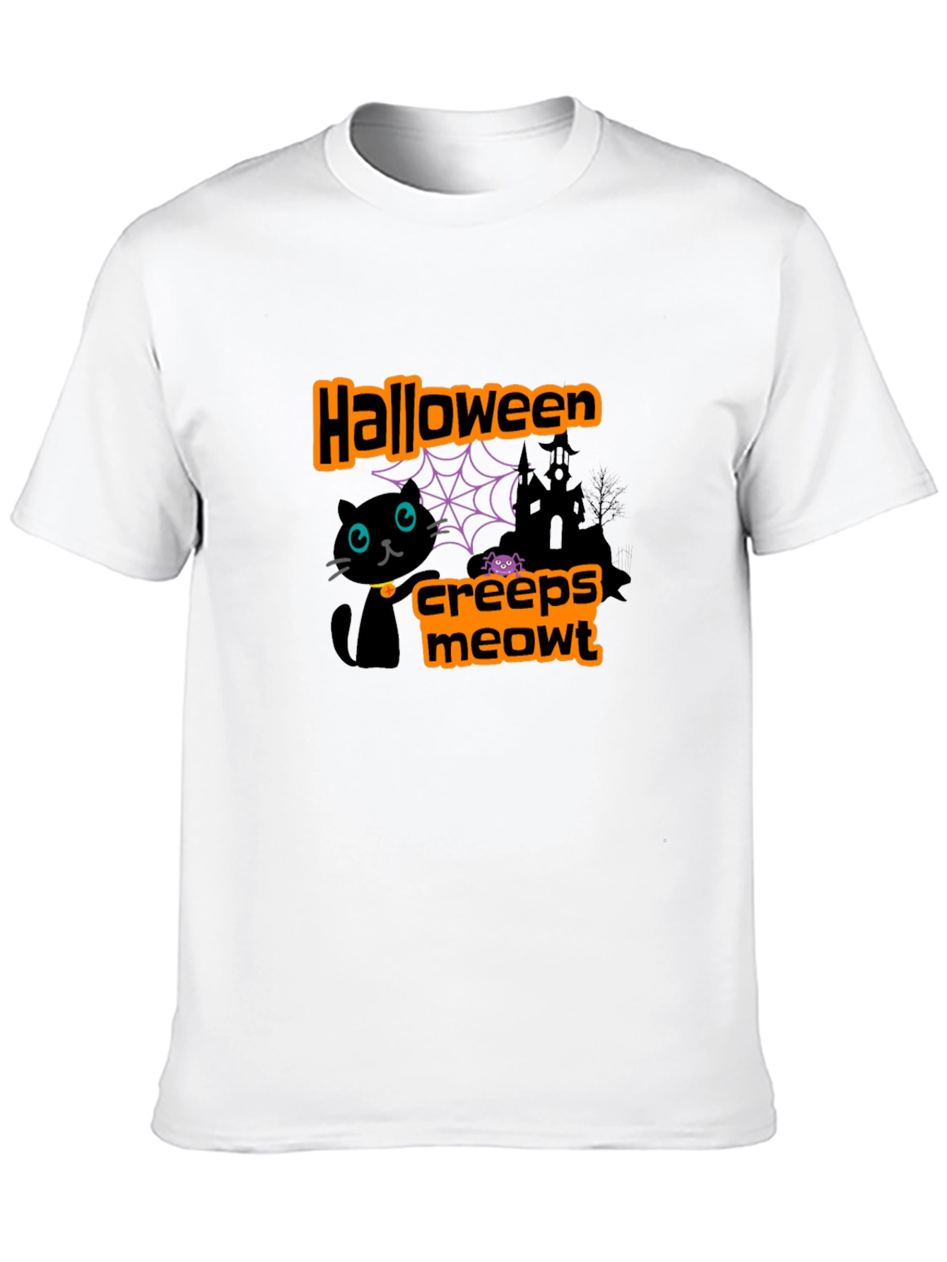 Halloween Creeps Meowt Black Graphic T-Shirt
