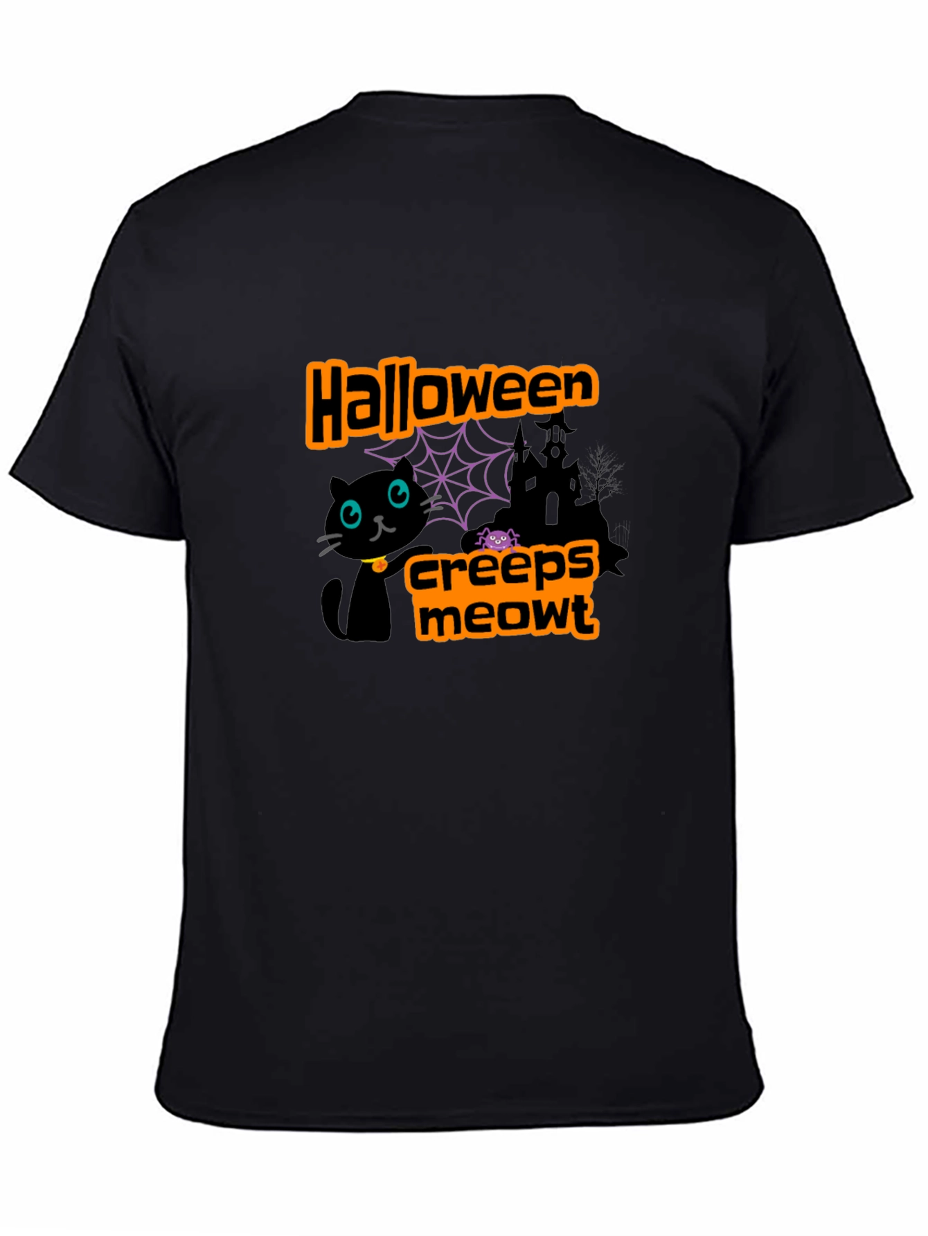 Halloween Creeps Meowt Black Graphic T-Shirt
