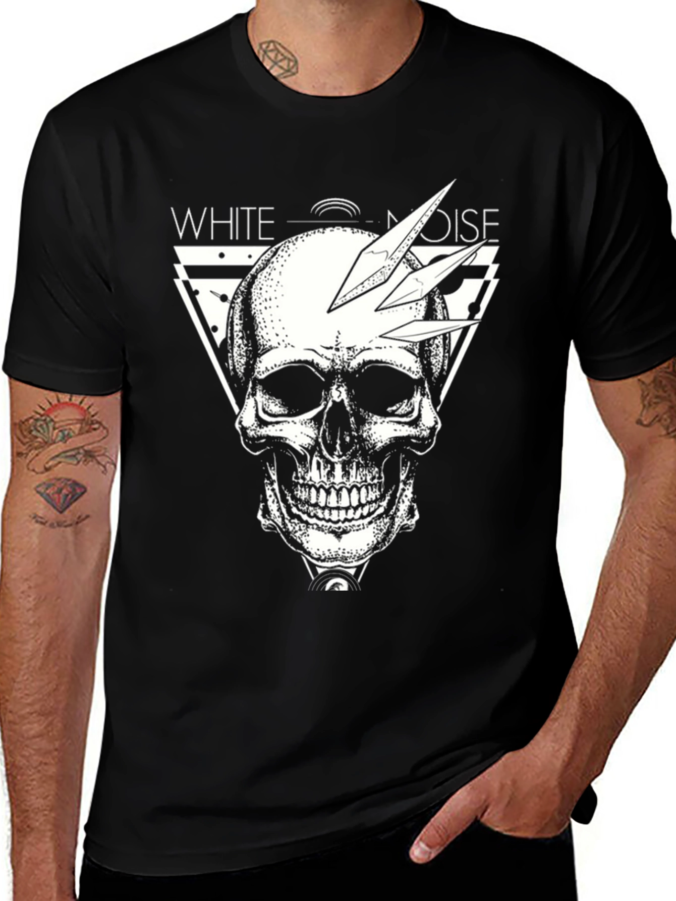 White Noise Skull Graphic T-Shirt