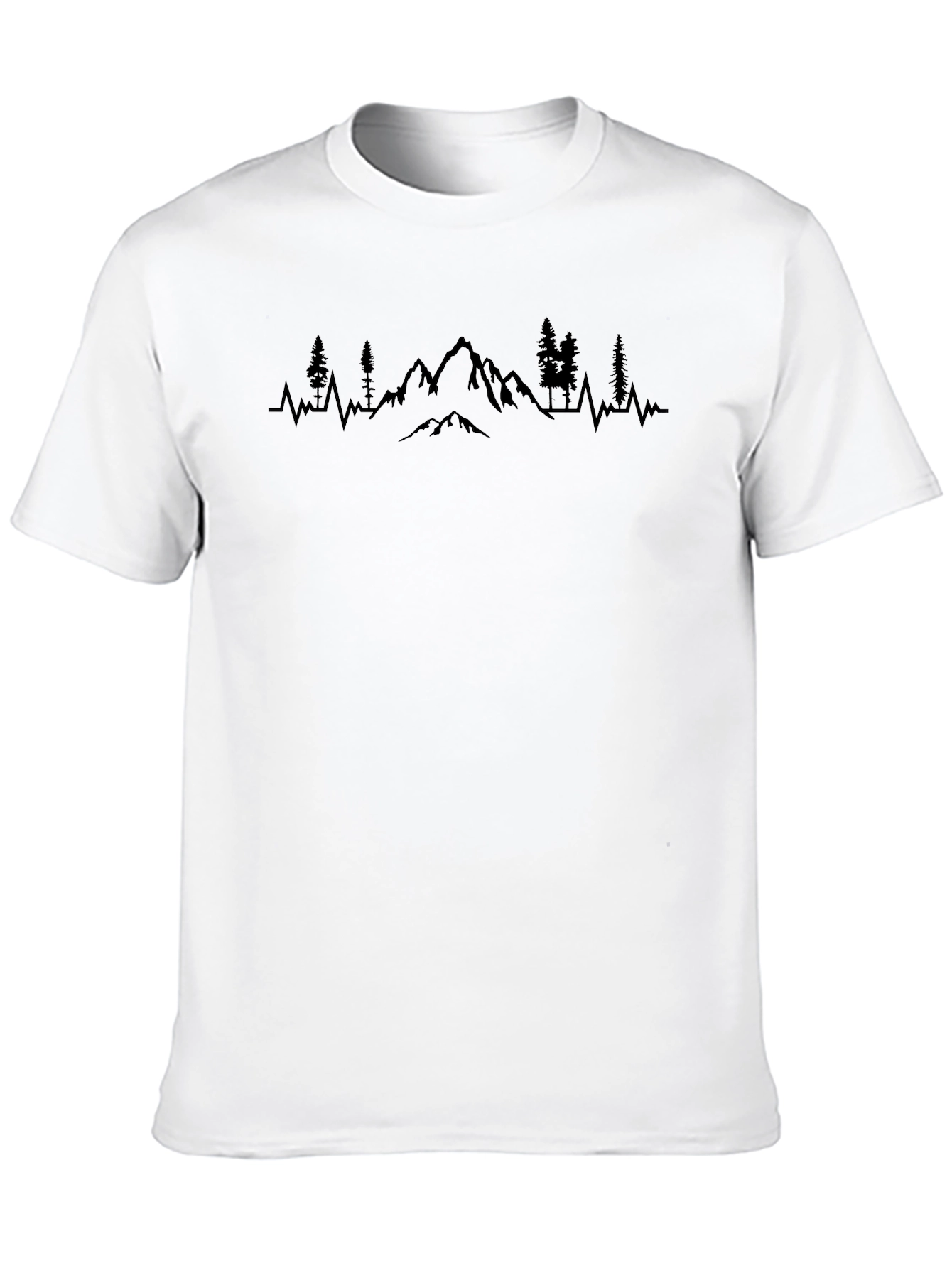 Mountain Range Heartbeat Graphic Tee - Black