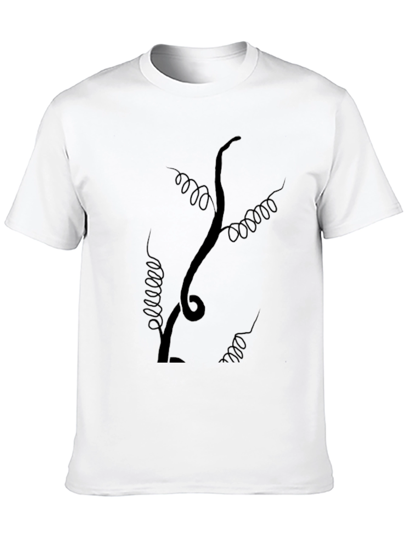 Mens Black T-Shirt with Vine Design