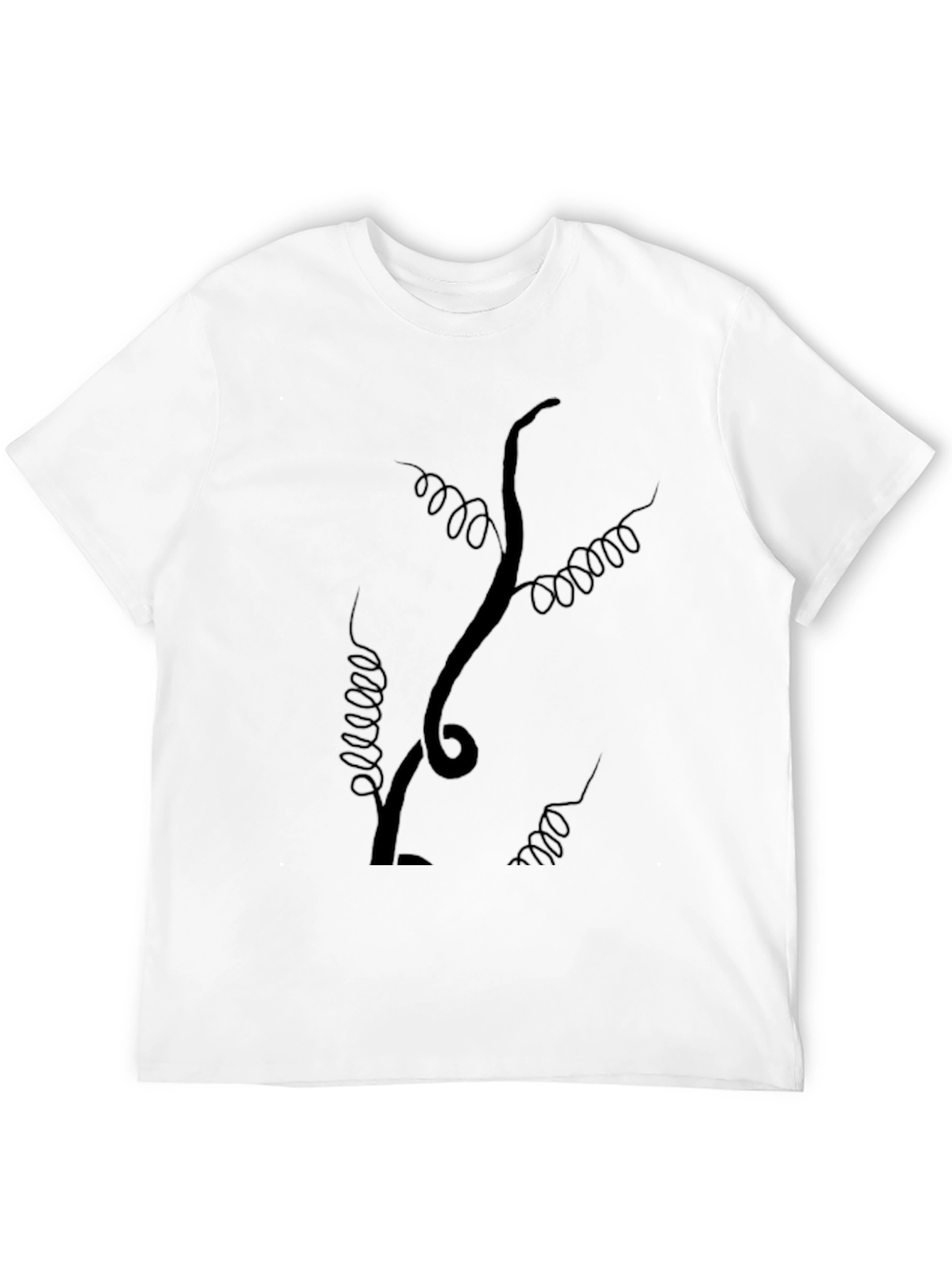Mens Black T-Shirt with Vine Design