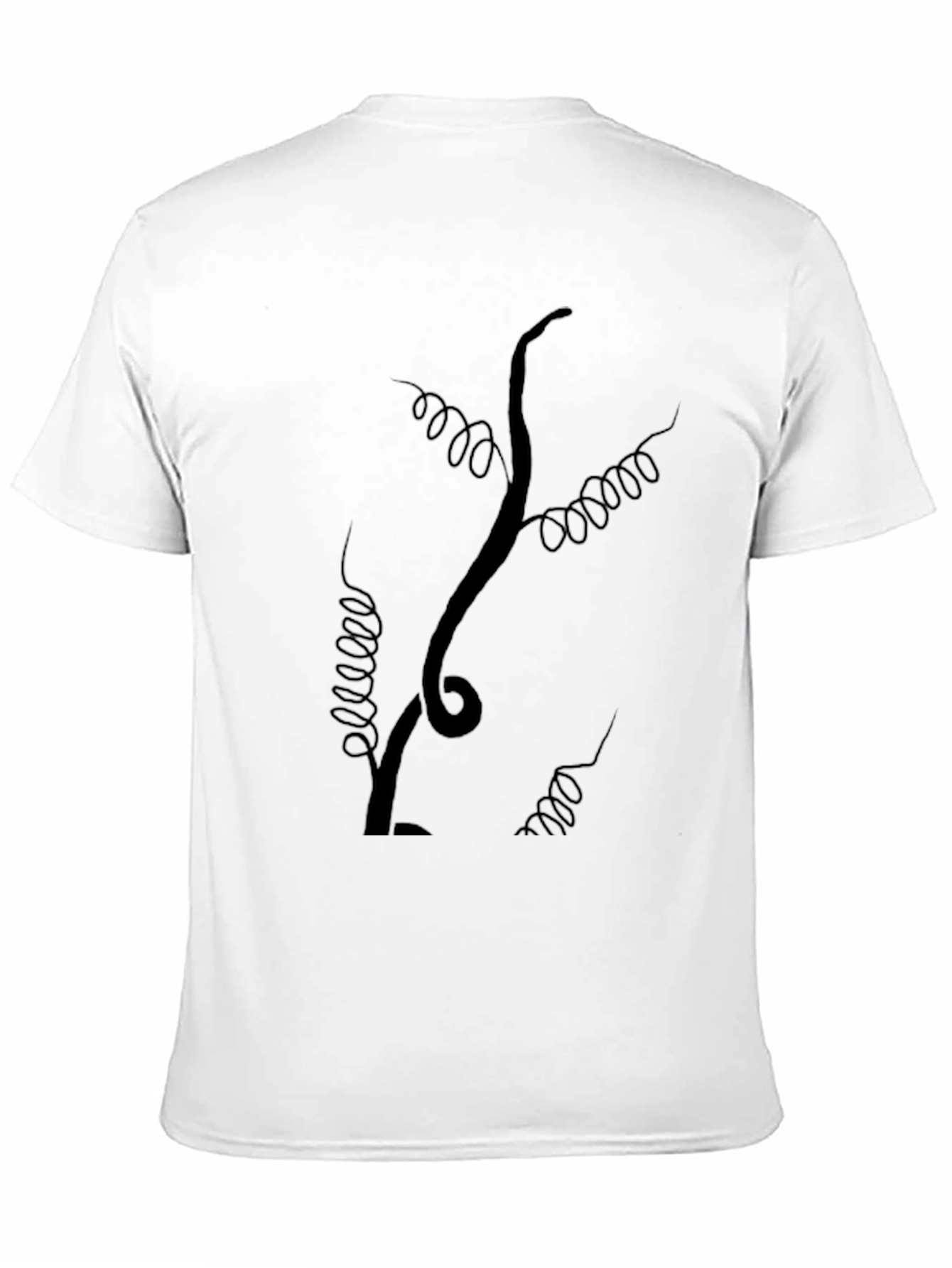 Mens Black T-Shirt with Vine Design