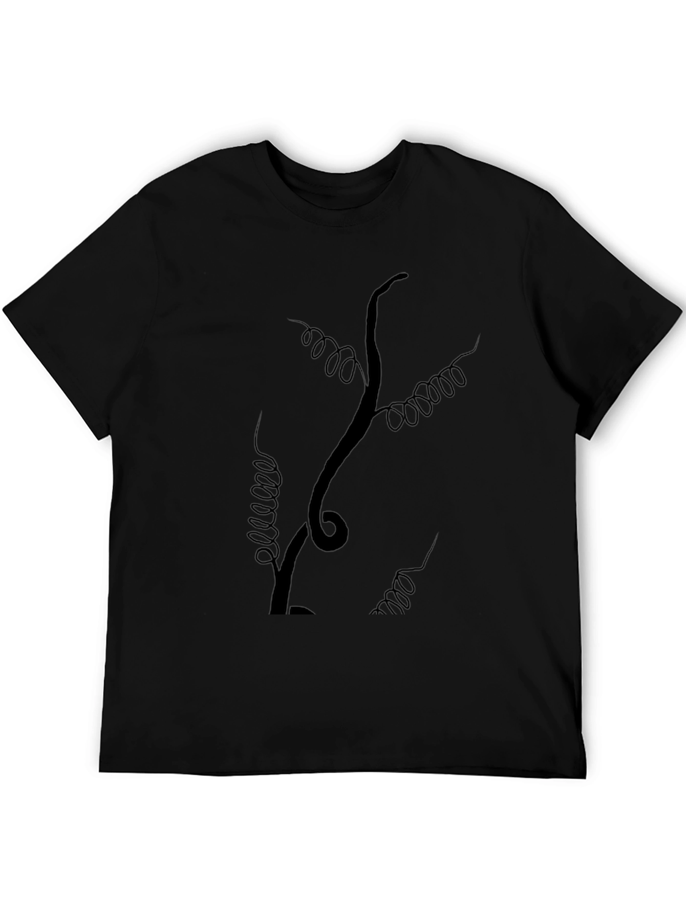 Mens Black T-Shirt with Vine Design