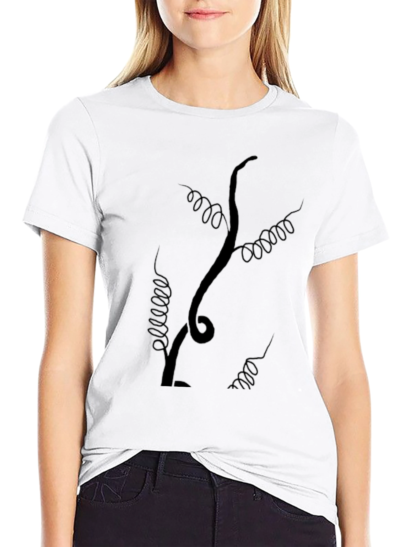 Mens Black T-Shirt with Vine Design