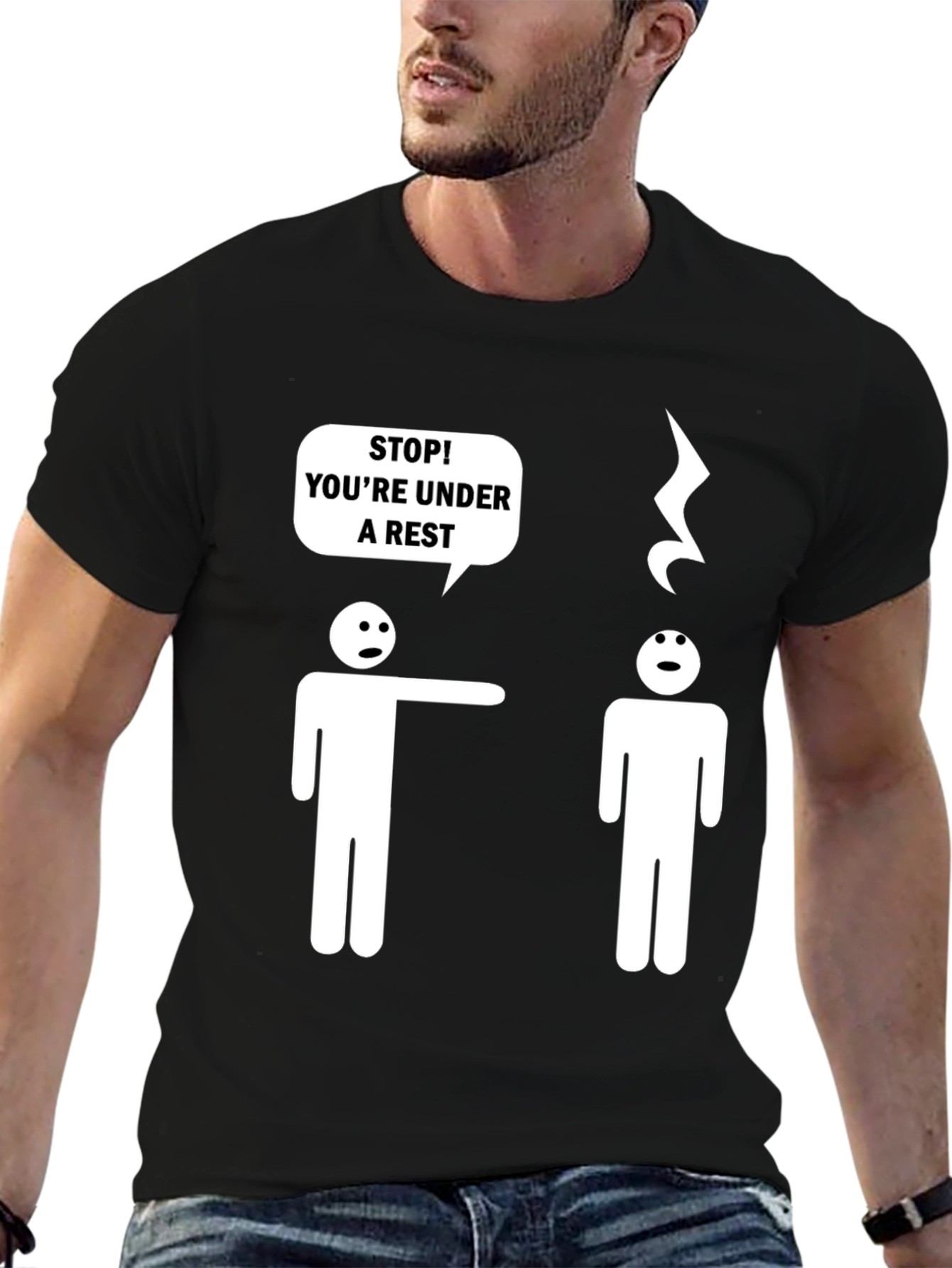 Funny Music Pun T-Shirt - Under a Rest
