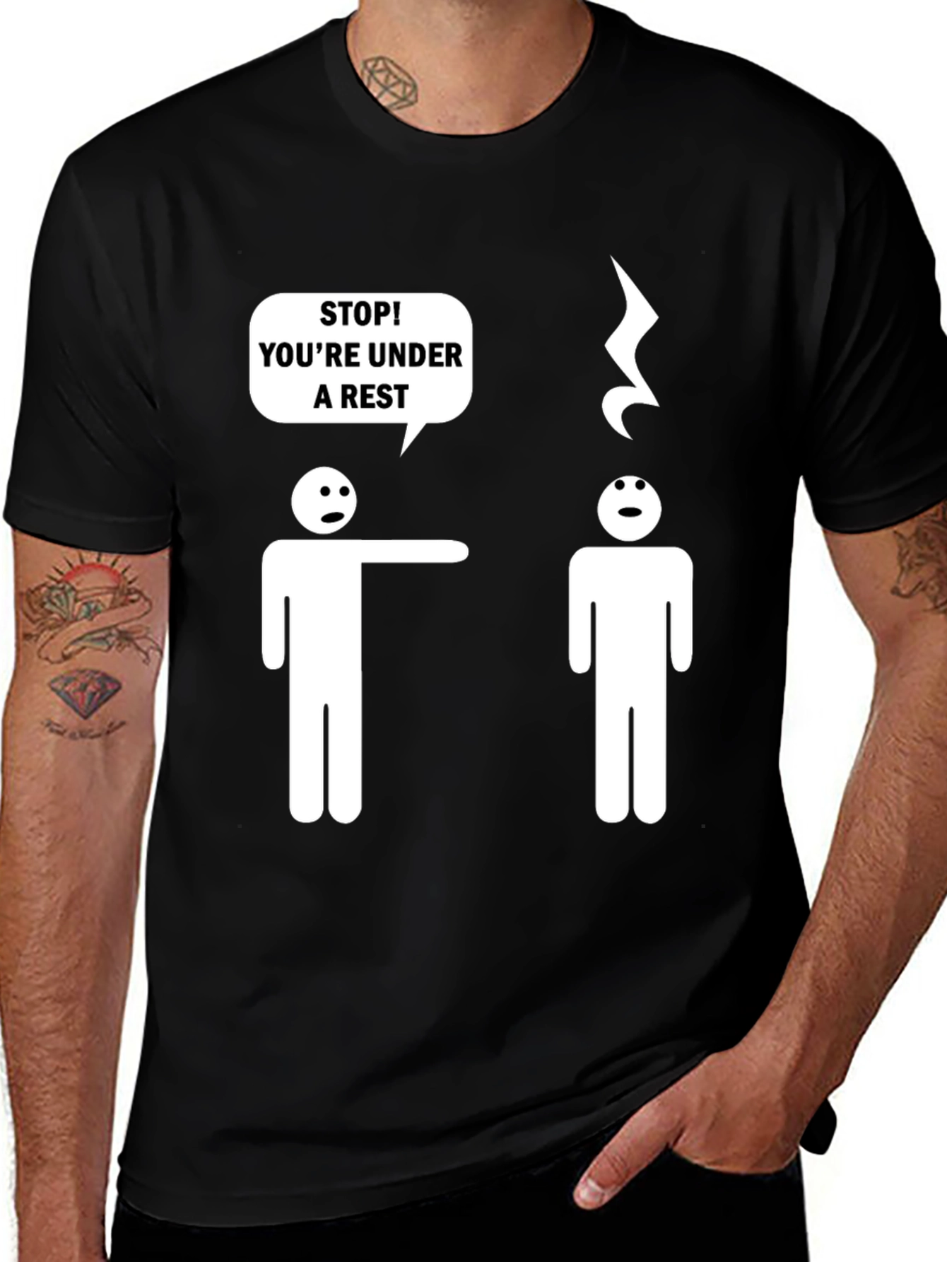 Funny Music Pun T-Shirt - Under a Rest