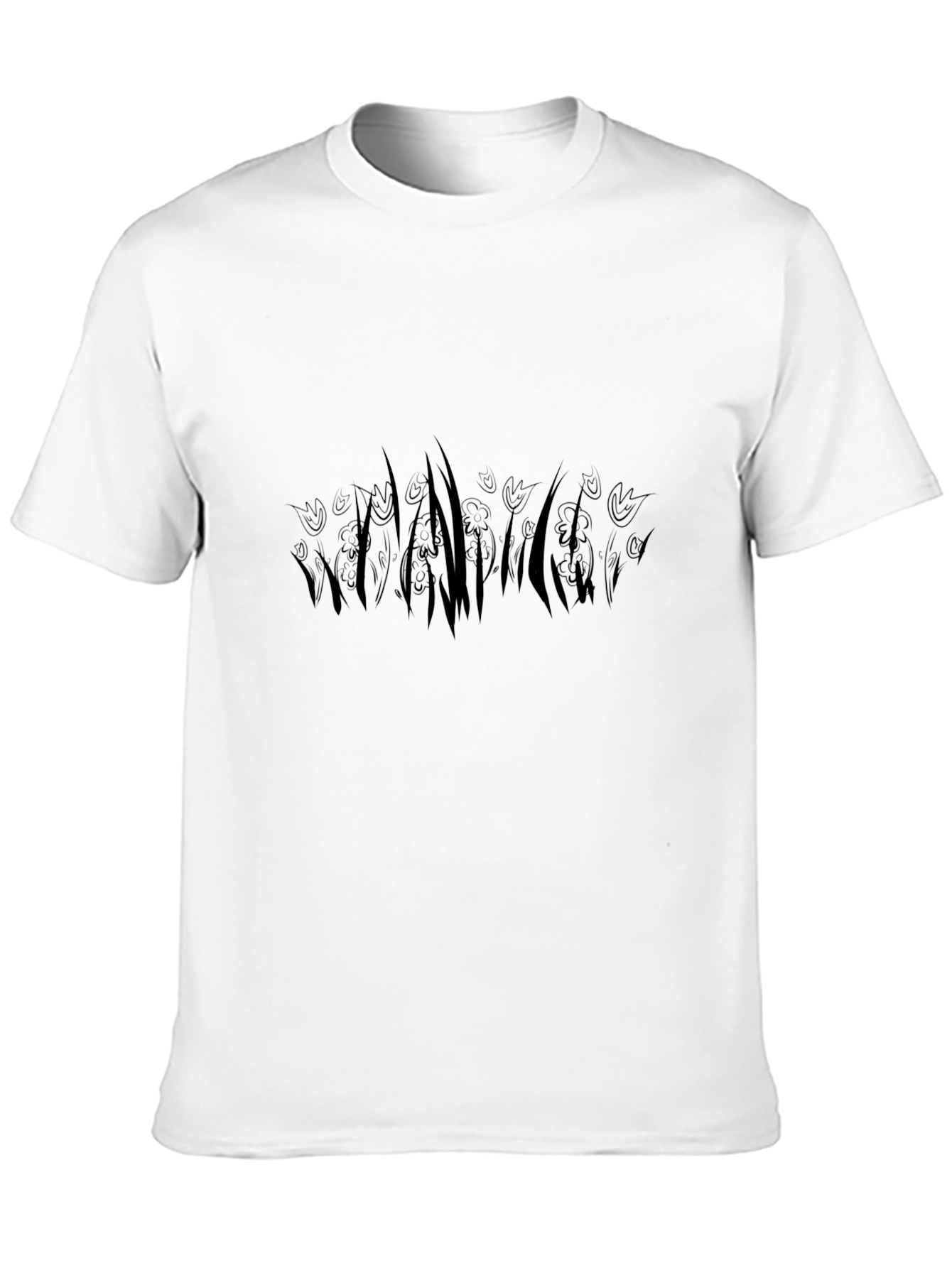 Stylish Black T-Shirt with Floral Silhouette
