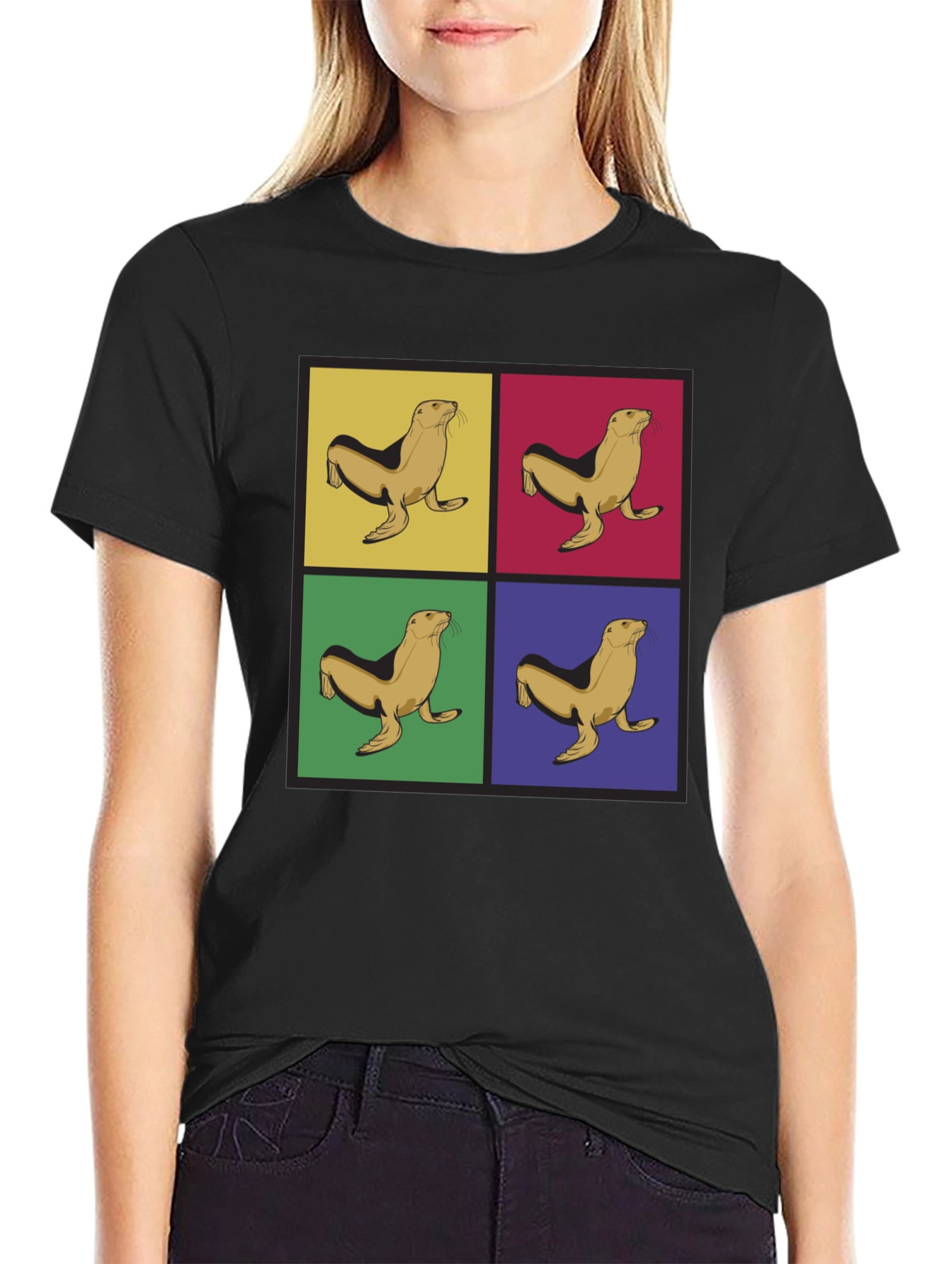 Pop Art Seal Graphic Tee - Unique Stylish Design