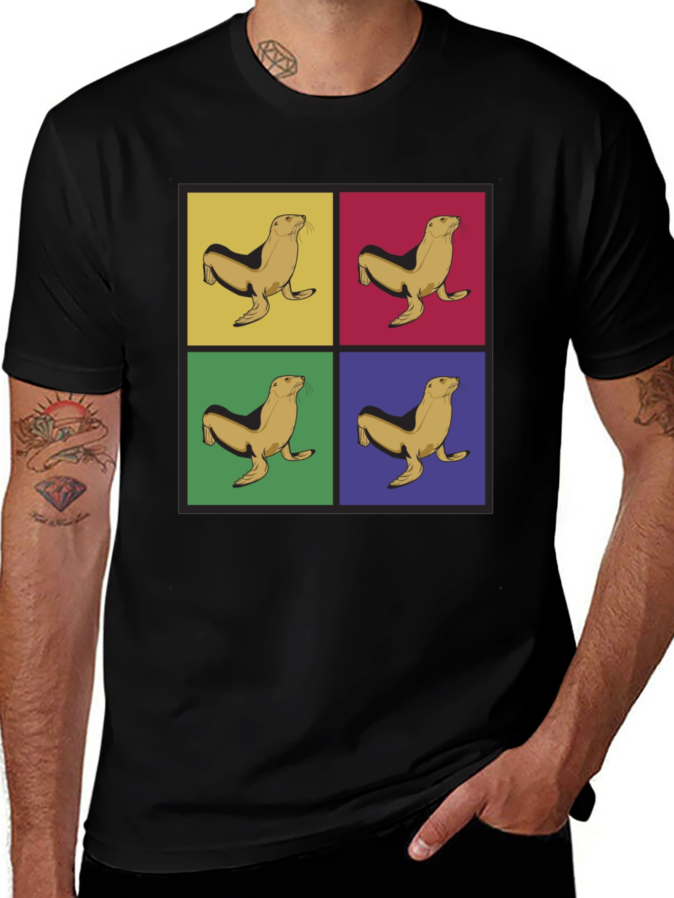Pop Art Seal Graphic Tee - Unique Stylish Design
