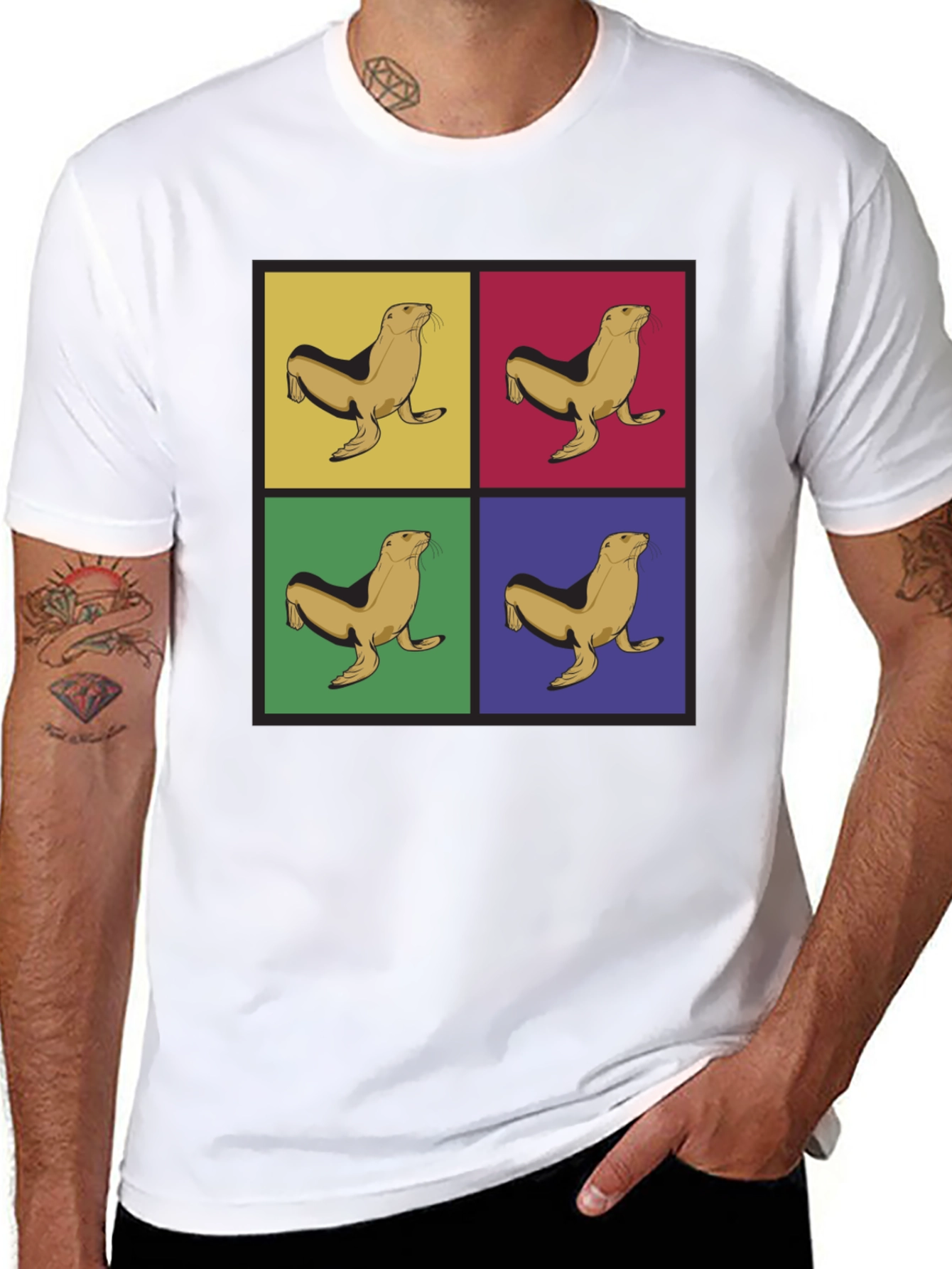 Pop Art Seal Graphic Tee - Unique Stylish Design