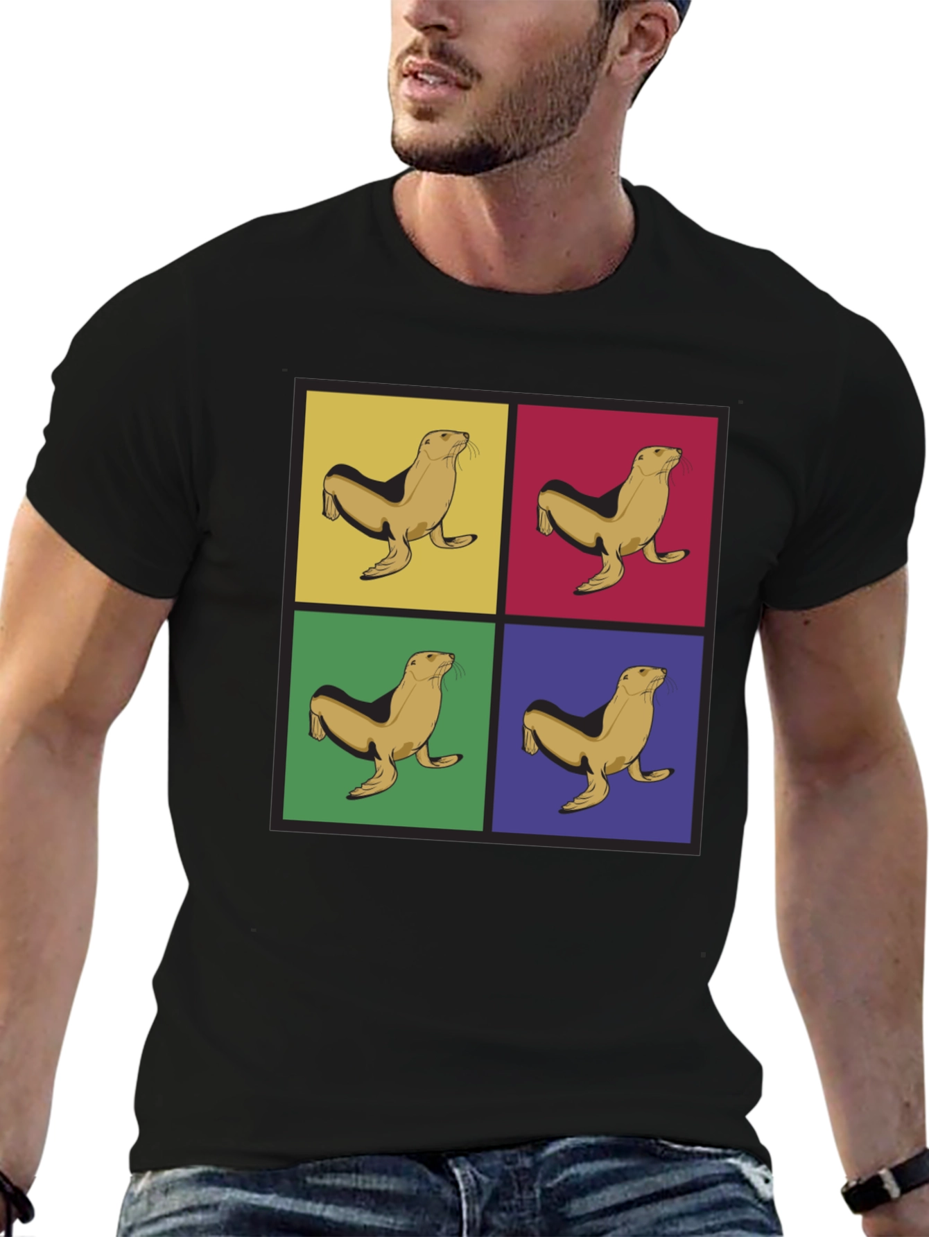 Pop Art Seal Graphic Tee - Unique Stylish Design