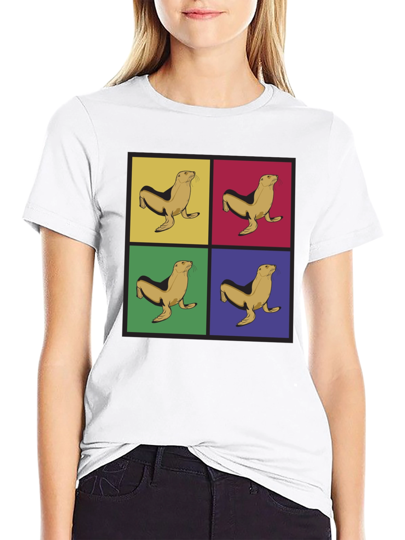 Pop Art Seal Graphic Tee - Unique Stylish Design