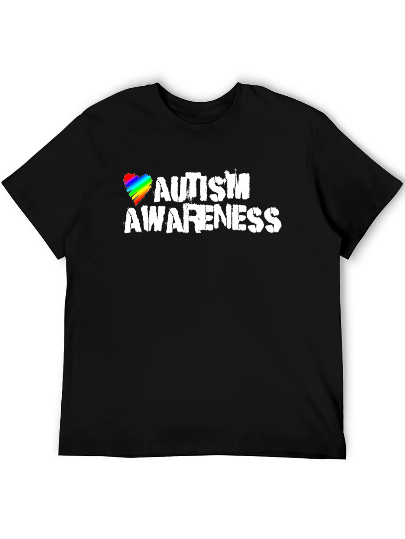 Autism Awareness Heart Graphic Black T-Shirt
